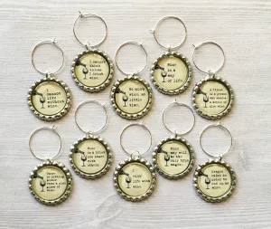 Humorous Wine Charms, Set of 10