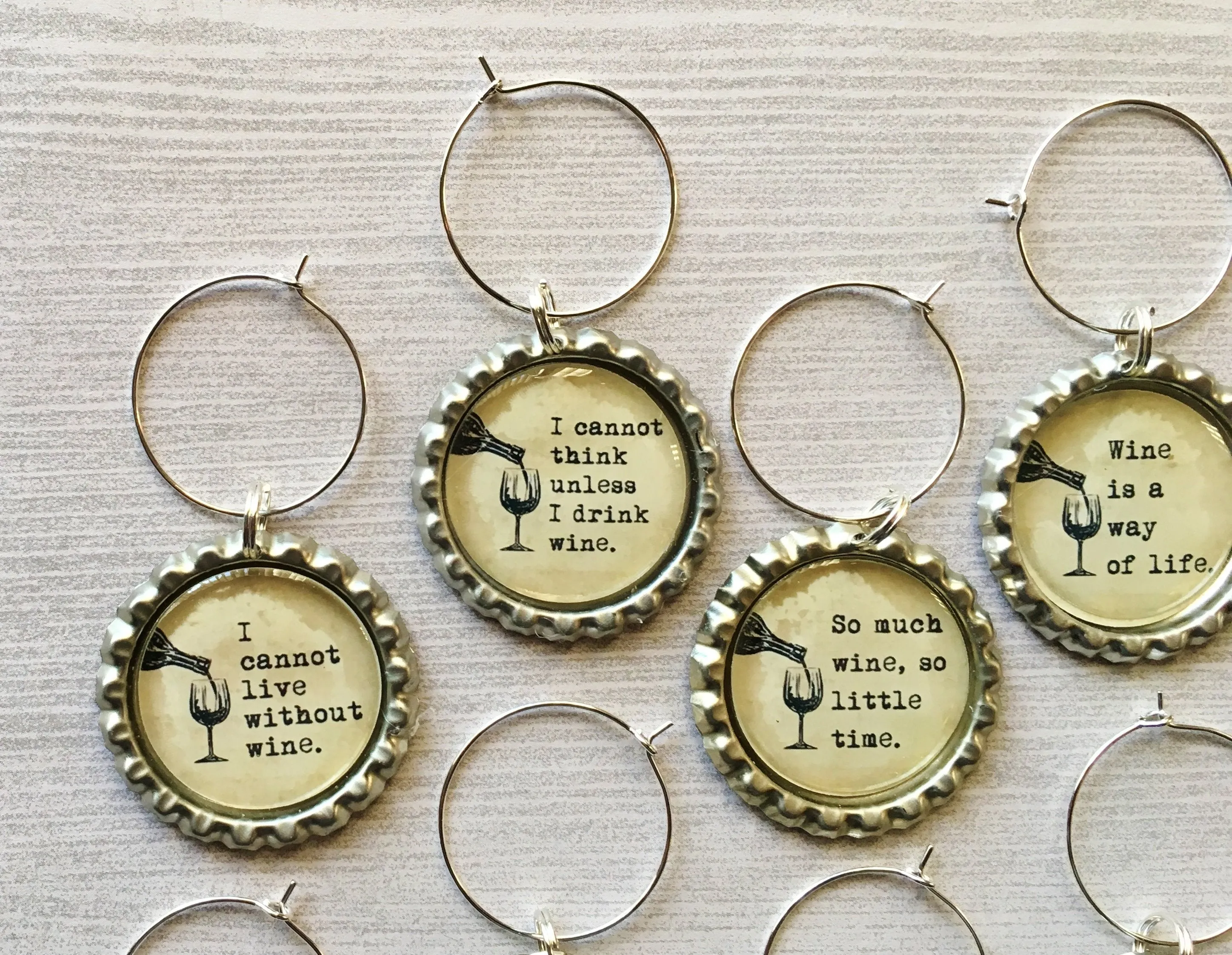 Humorous Wine Charms, Set of 10