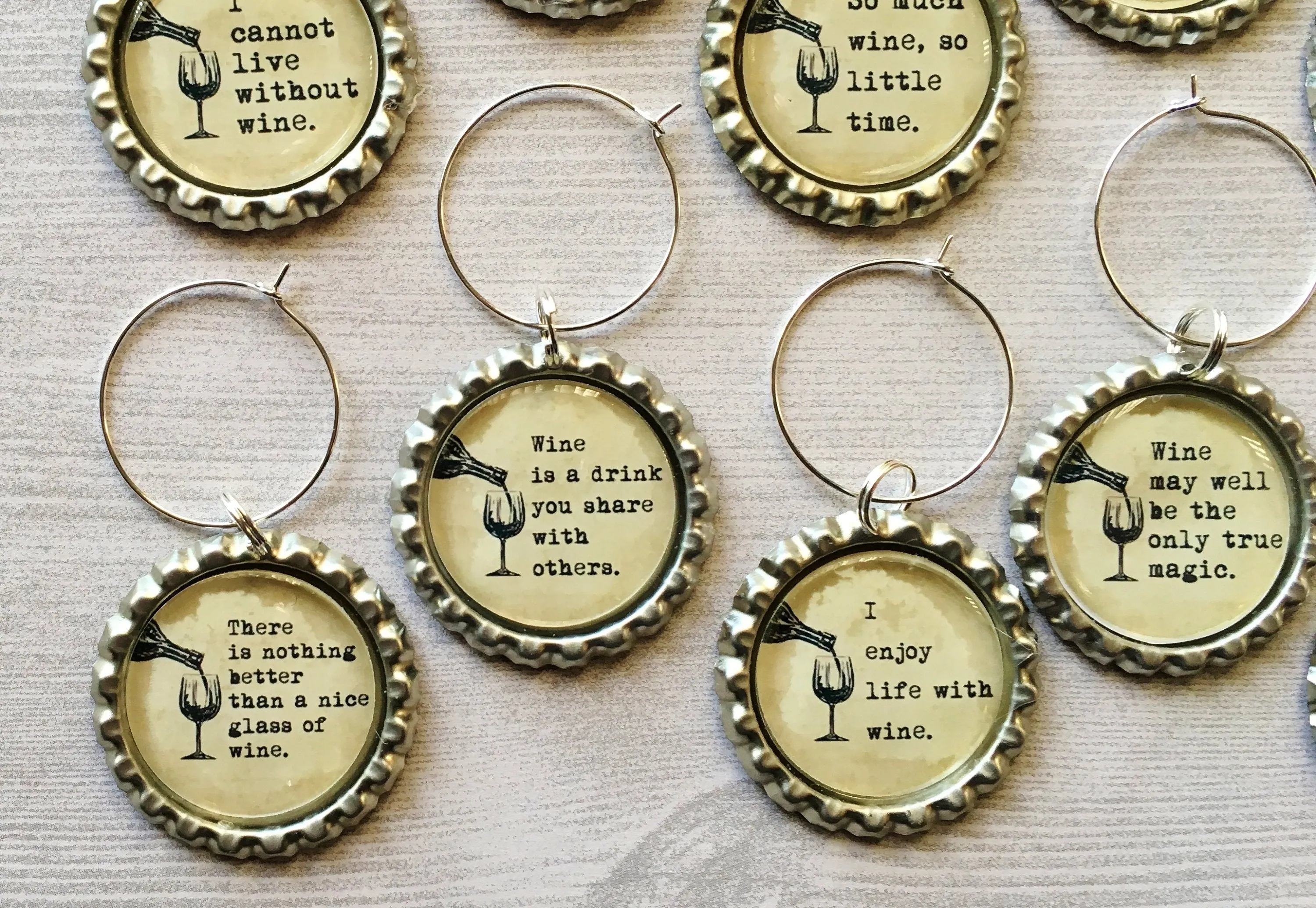 Humorous Wine Charms, Set of 10