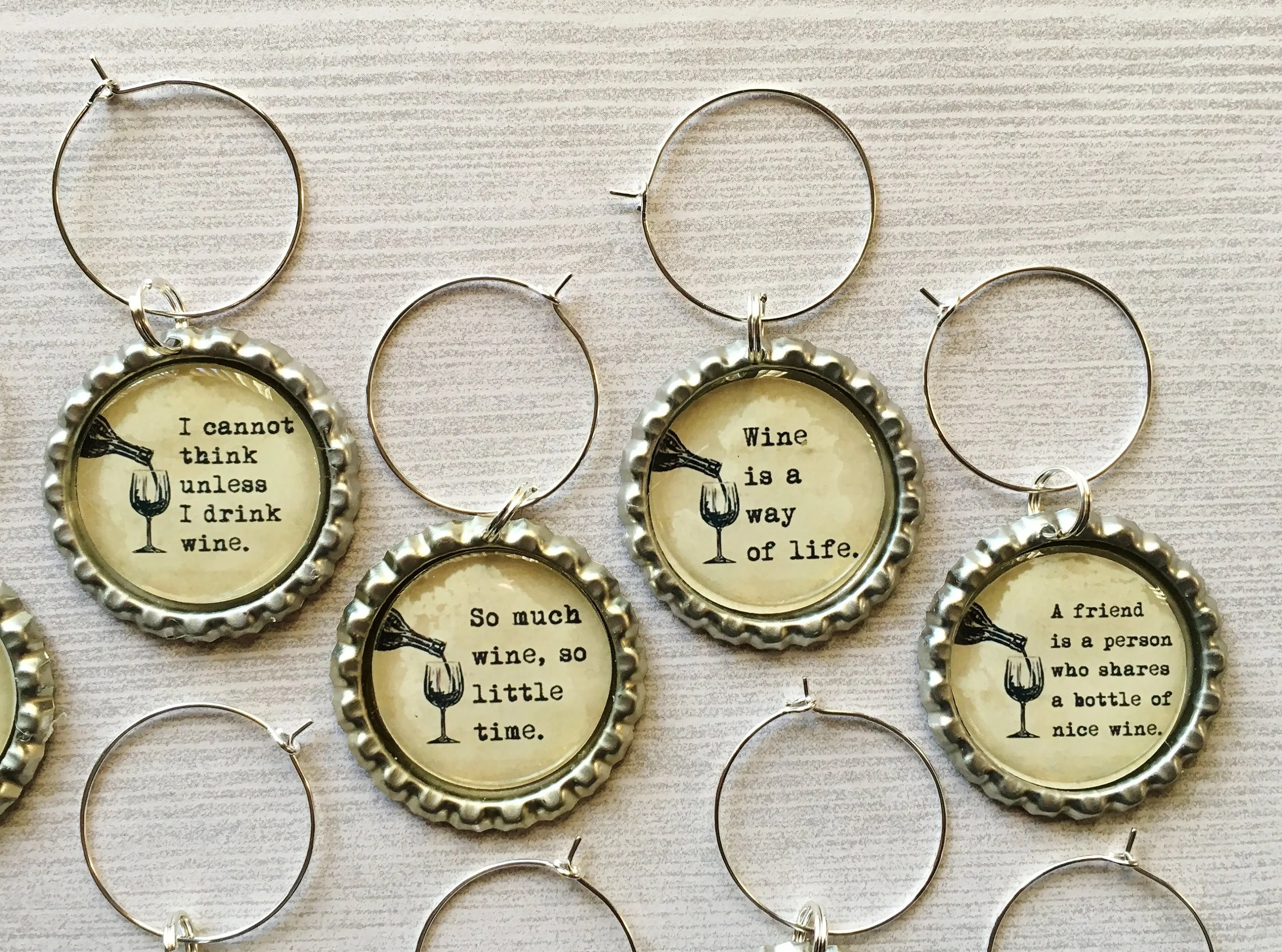 Humorous Wine Charms, Set of 10