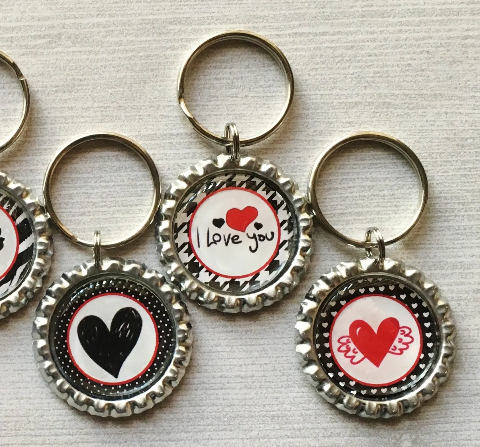 I love You Keychains, Set of 5