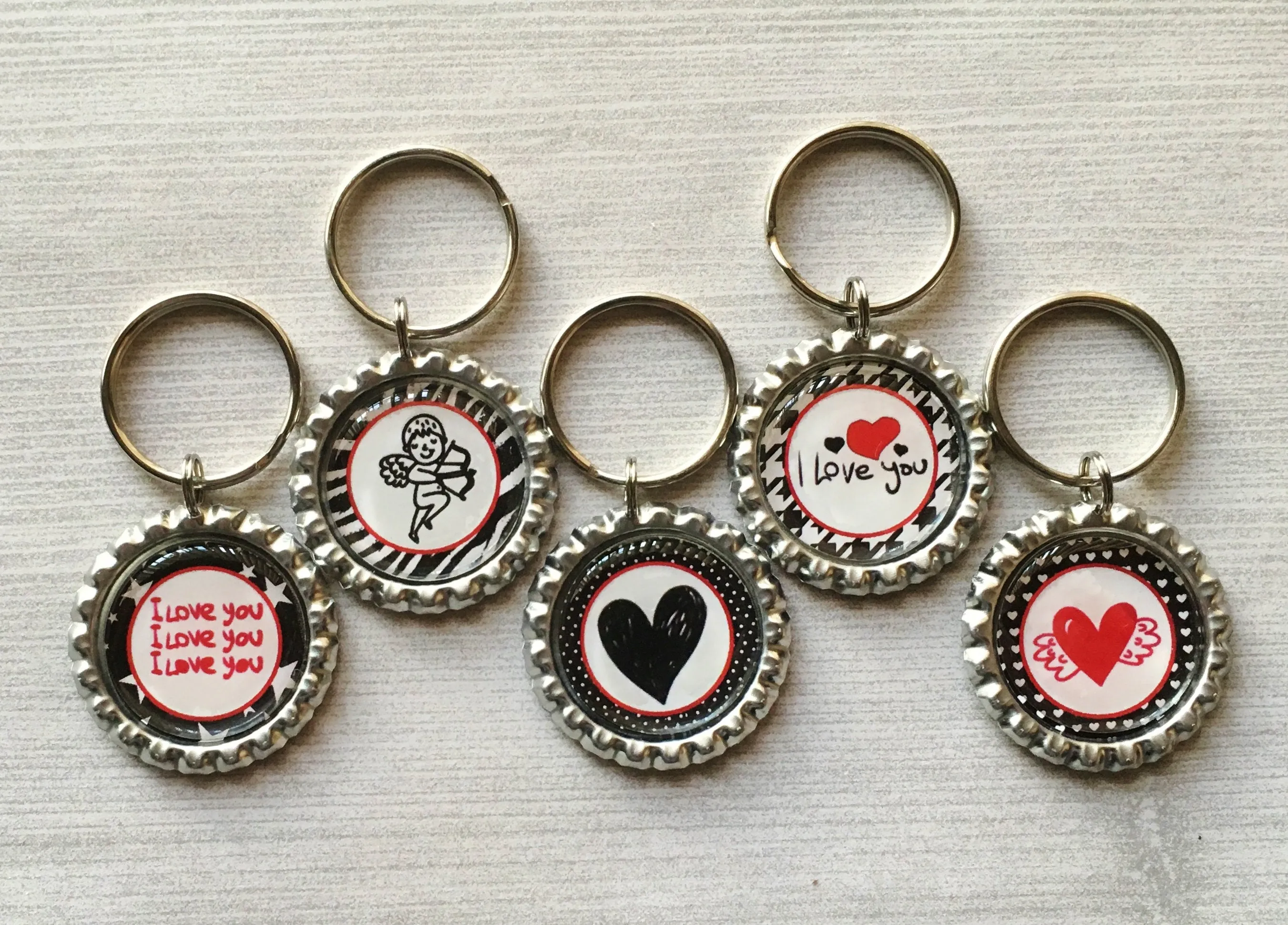 I love You Keychains, Set of 5