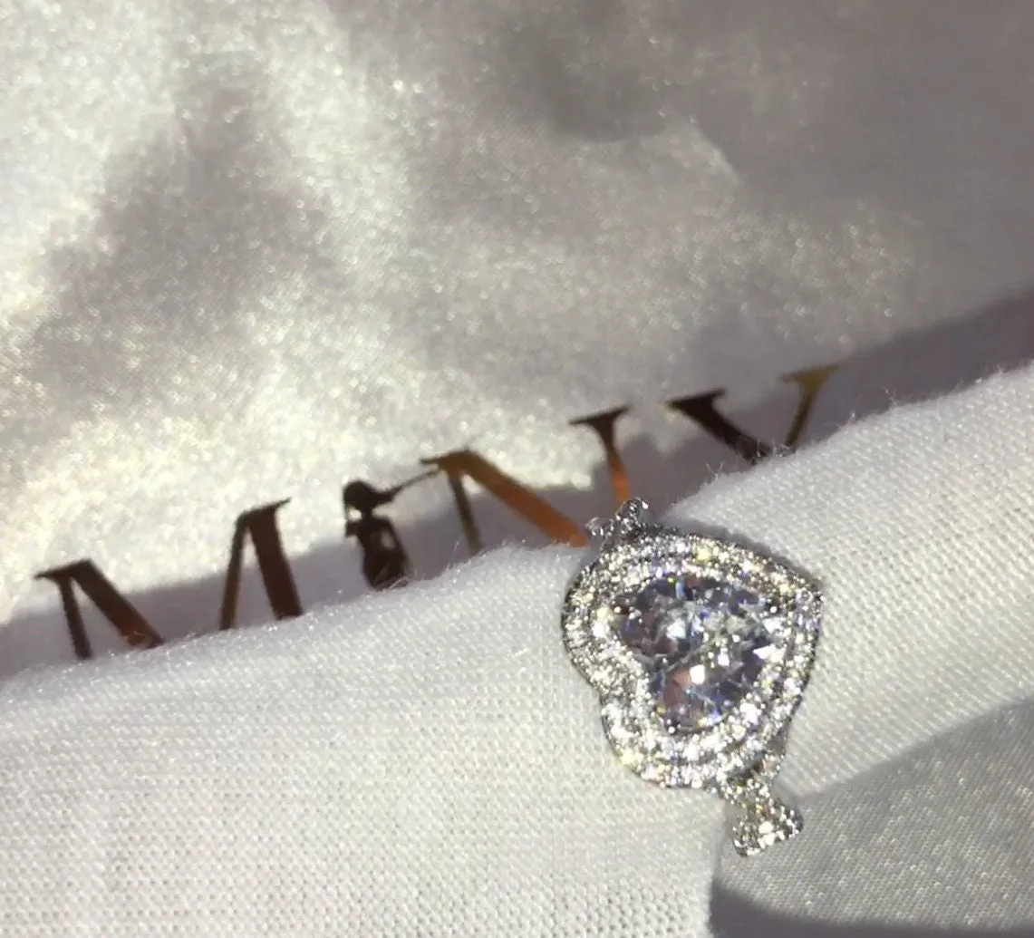 Iced Out Ring | heart Ring | Womens Iced Out Ring | Engagement Ring | Heart Shape Ring | ring for girlfriend | love ring | double halo ring