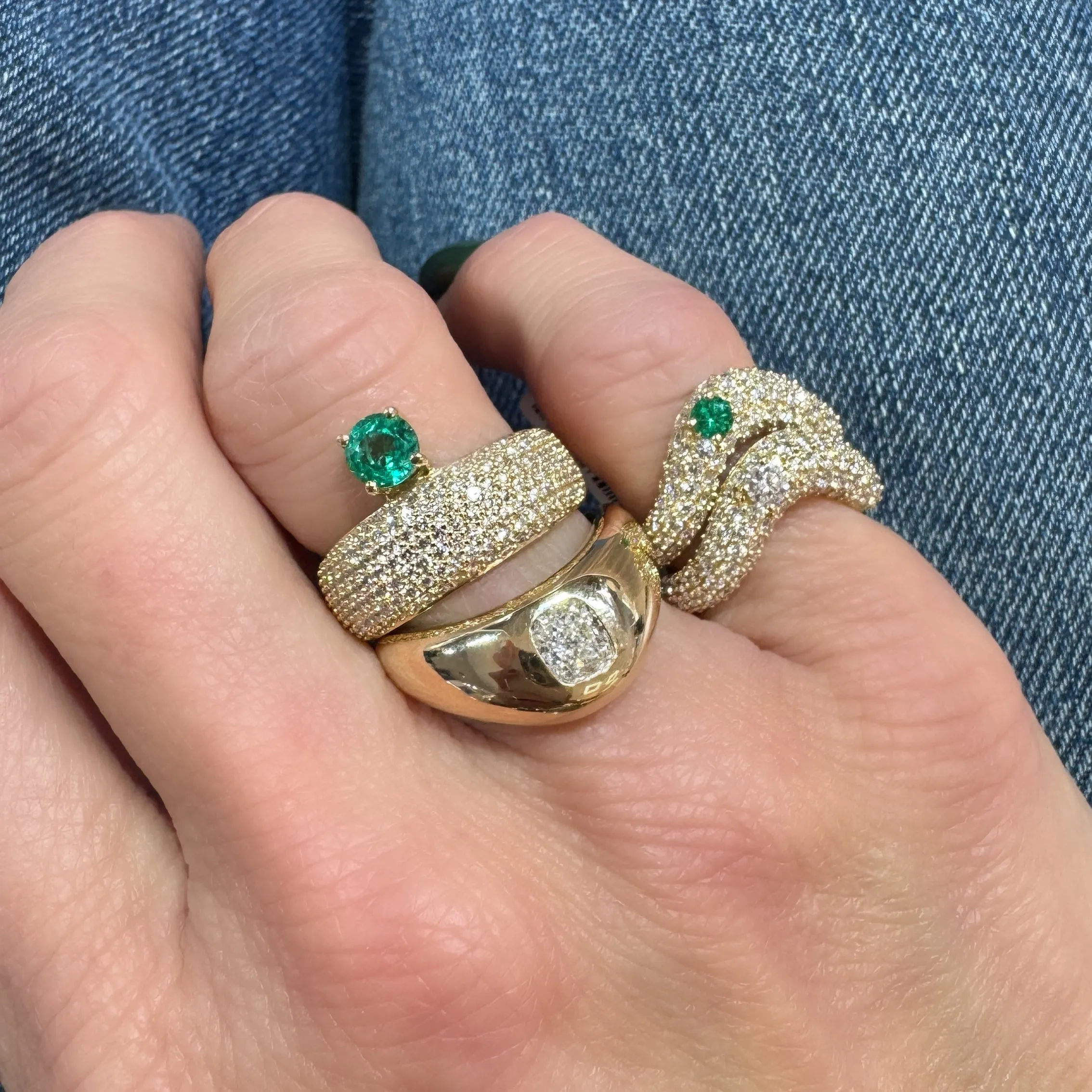In Awe Wavy Diamond & Gemstone Stacking Ring