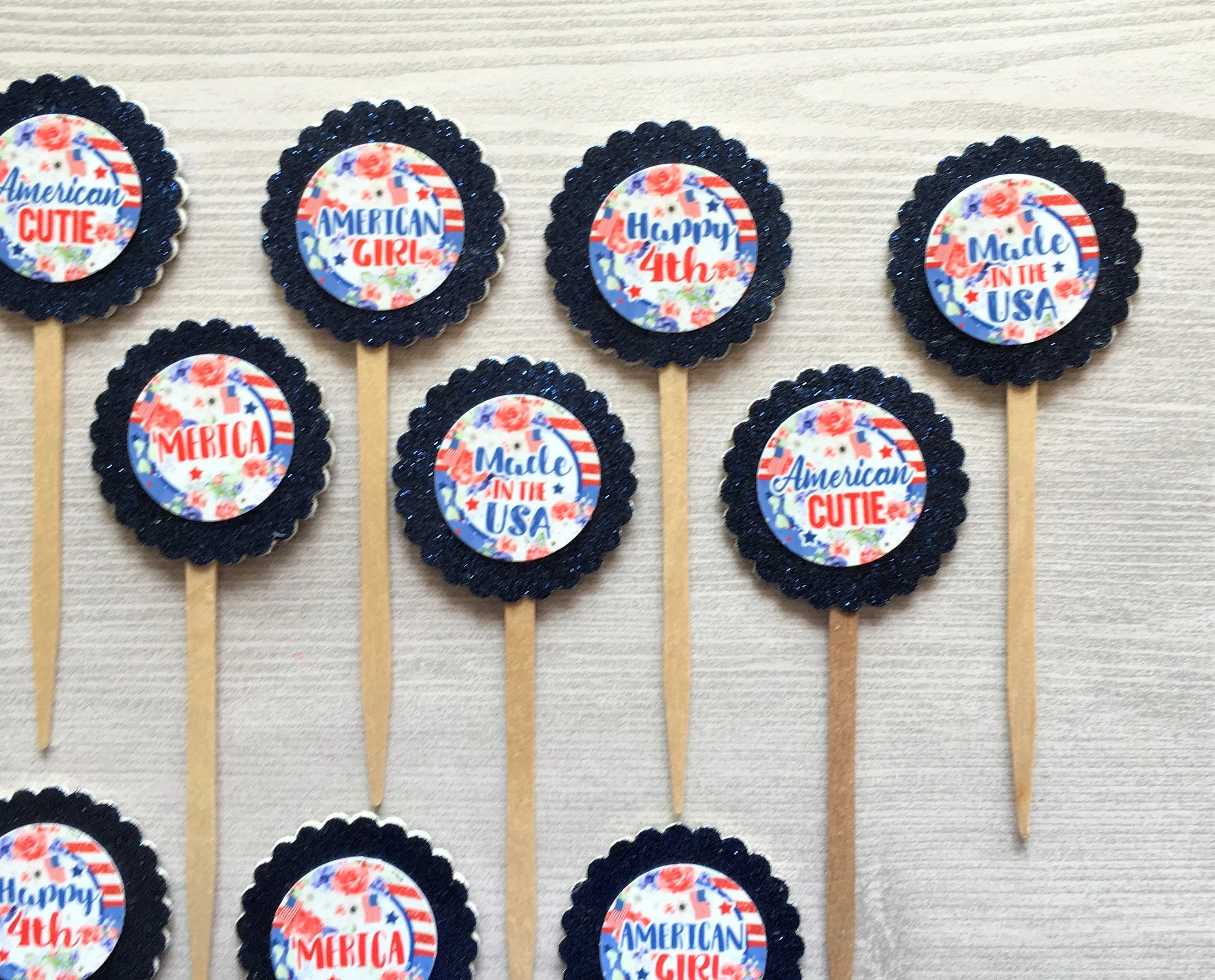 Independence Day Cupcake Toppers, Set of 10