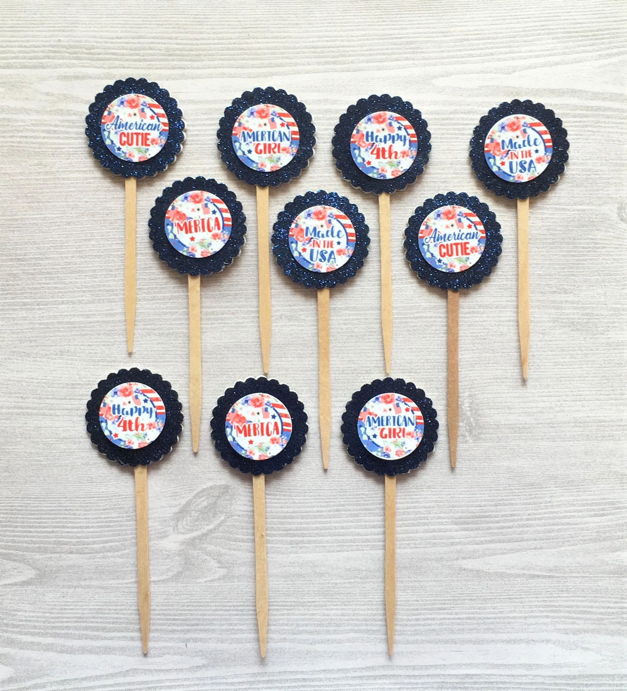 Independence Day Cupcake Toppers, Set of 10