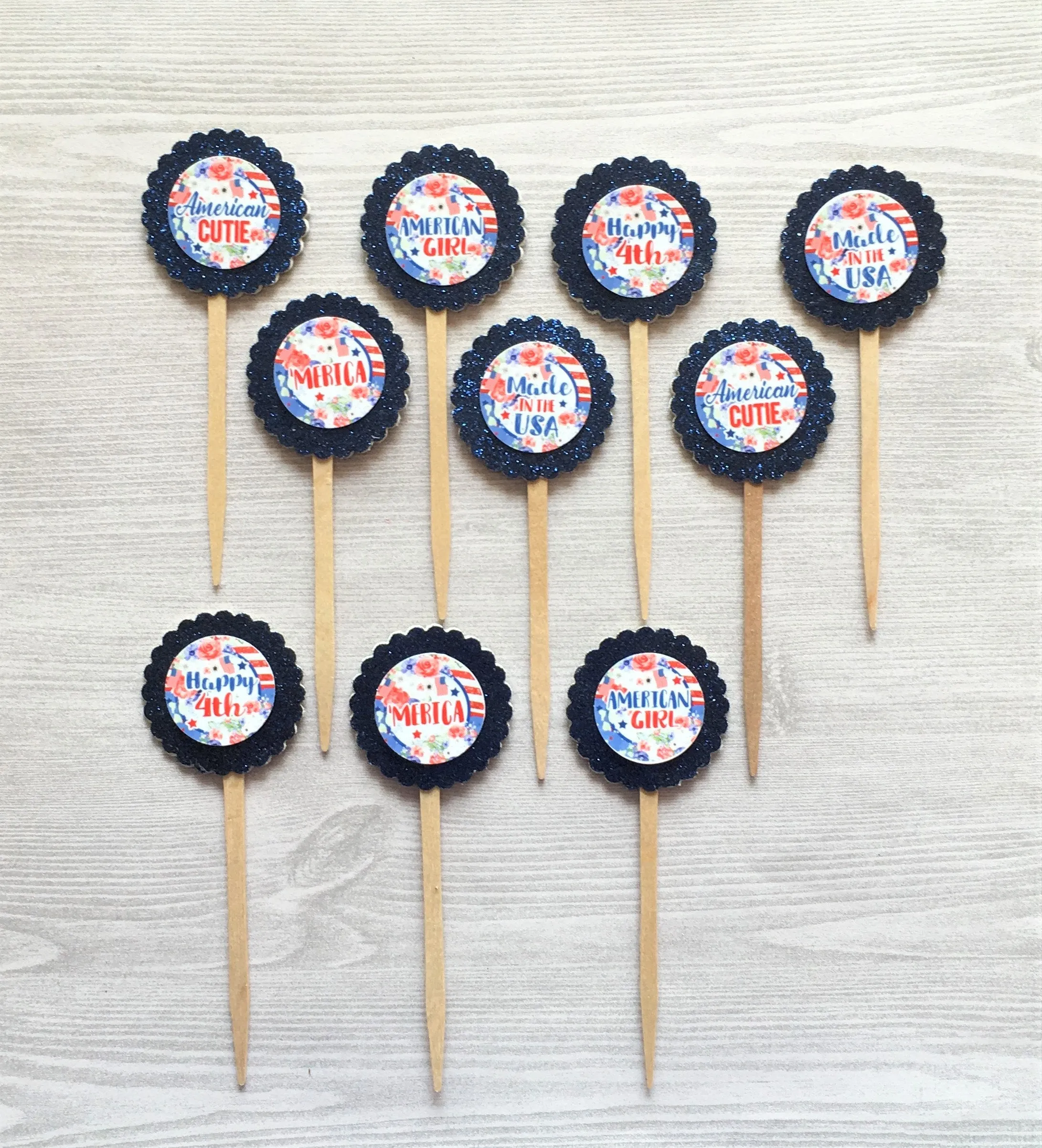 Independence Day Cupcake Toppers, Set of 10