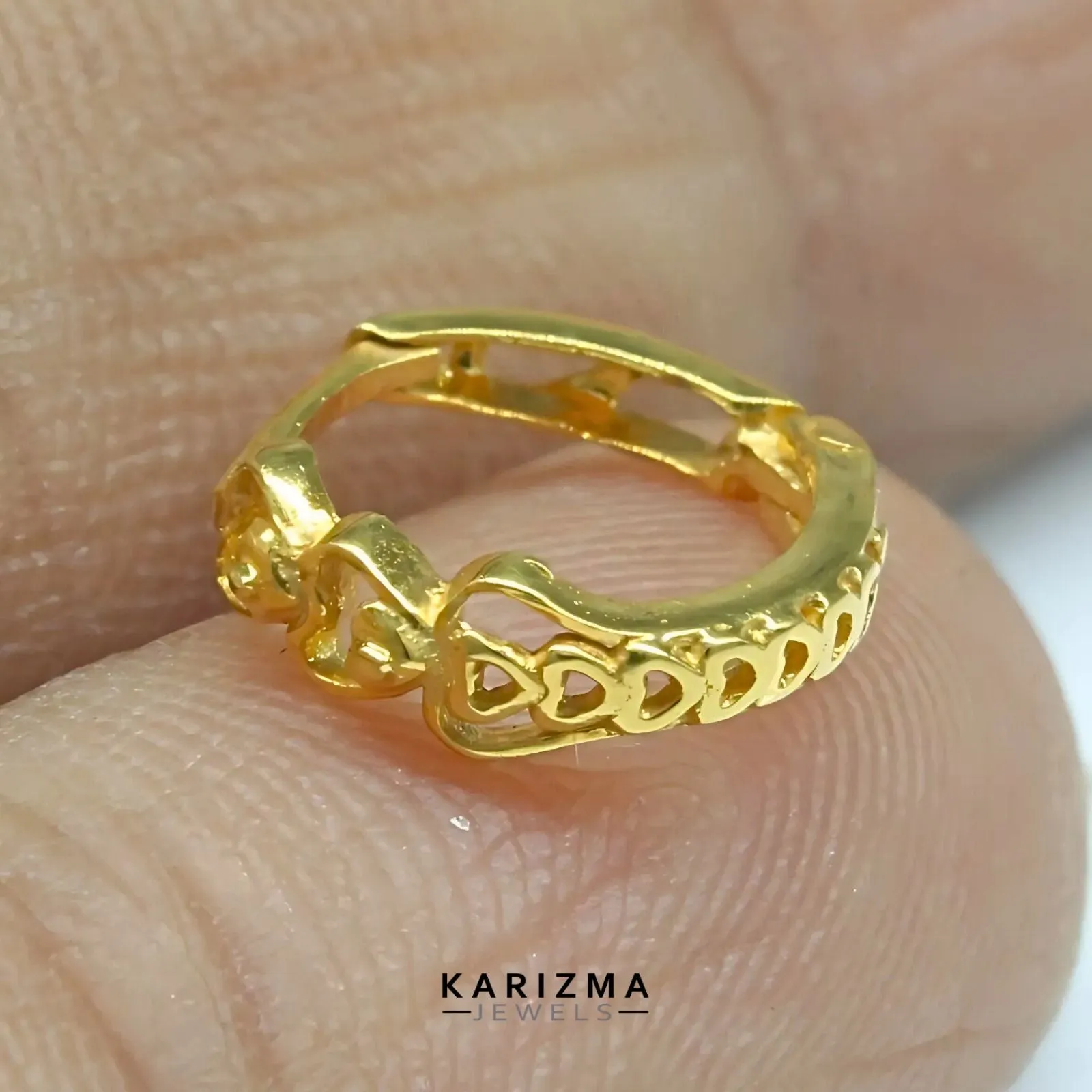 Indian 18K Real Gold handmade Clicker Nose ring Nose Hoop Ring 22g