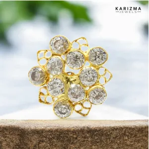 Indian style 14K Real Gold Women White CZ Nose stud nose ring Push Pin