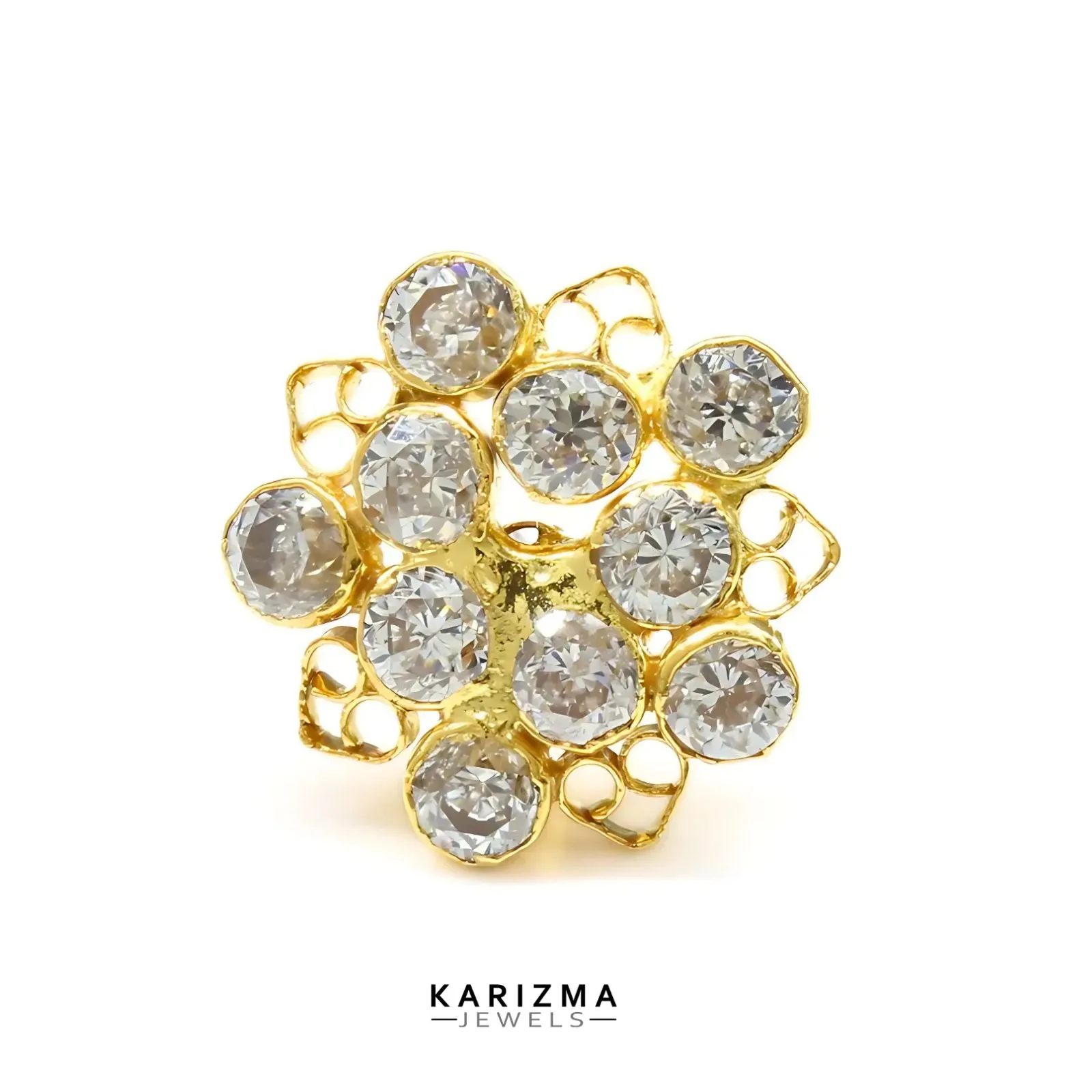 Indian style 14K Real Gold Women White CZ Nose stud nose ring Push Pin
