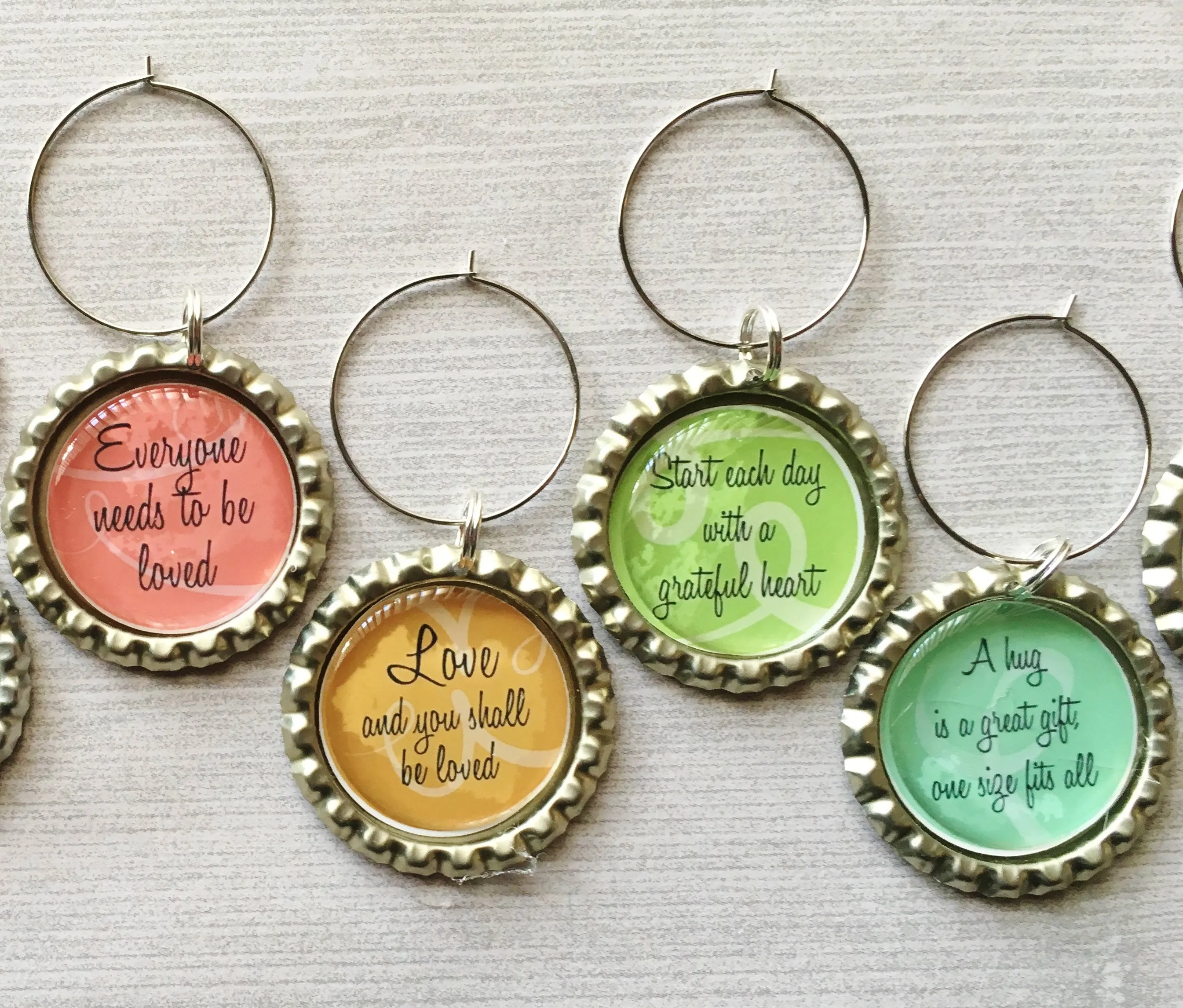 Inspirational Quotes Wine Charms, Set of 6