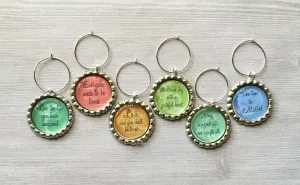 Inspirational Quotes Wine Charms, Set of 6