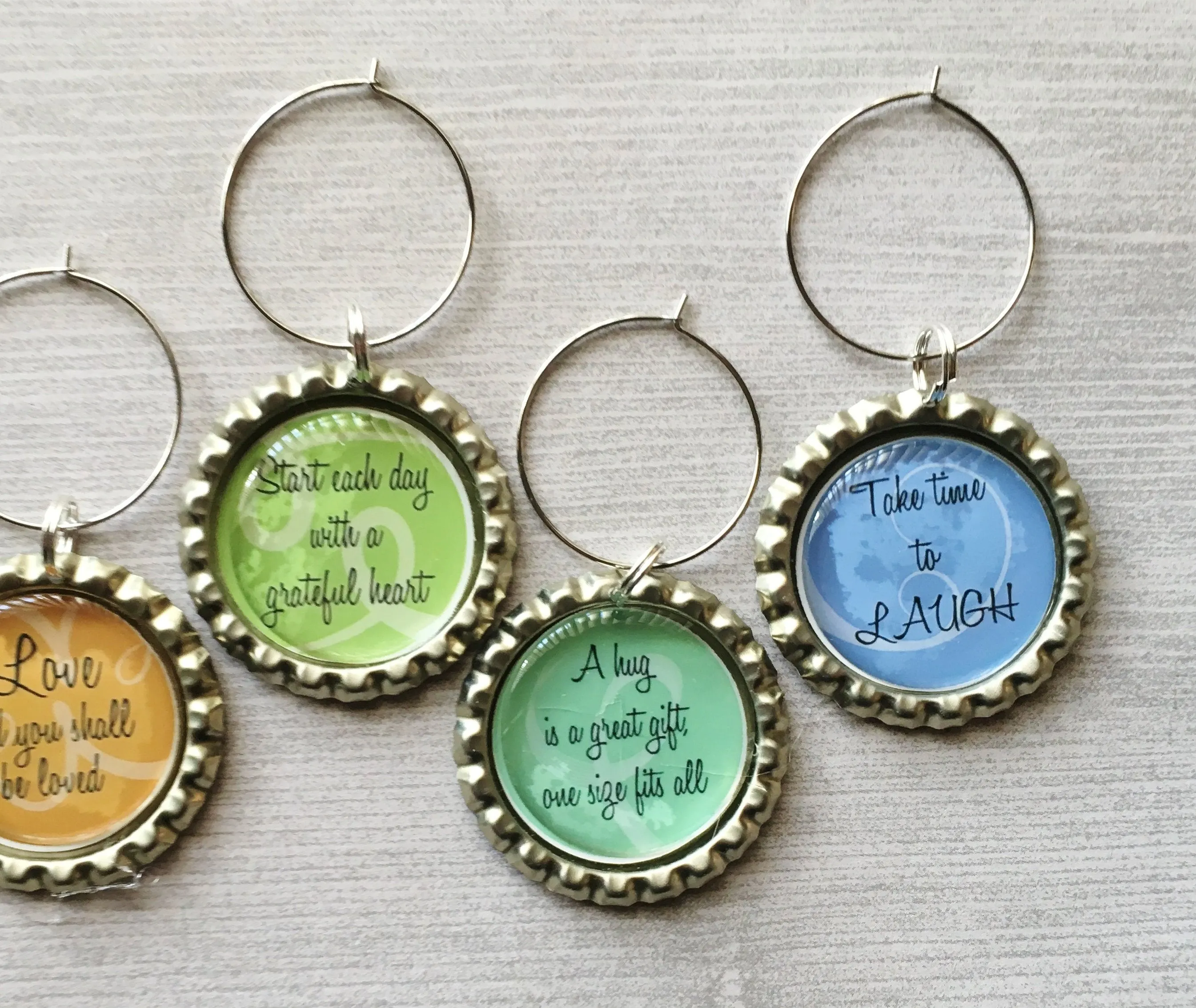 Inspirational Quotes Wine Charms, Set of 6