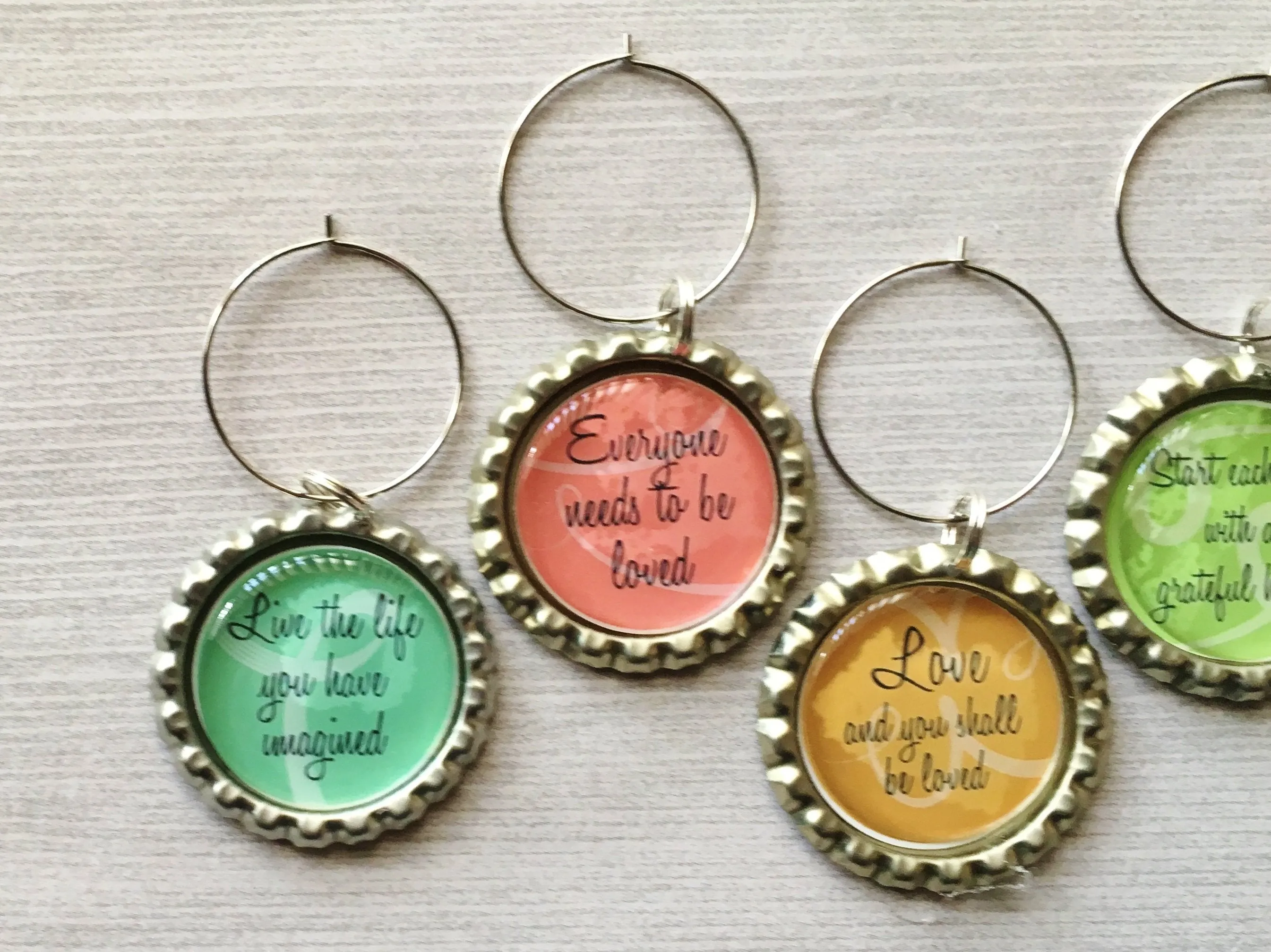 Inspirational Quotes Wine Charms, Set of 6