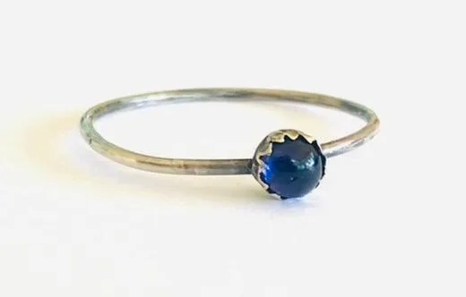 Iolite Gemstone Stacking Ring, Iolite Rings, Silver Ring, Promise Ring- Size 9