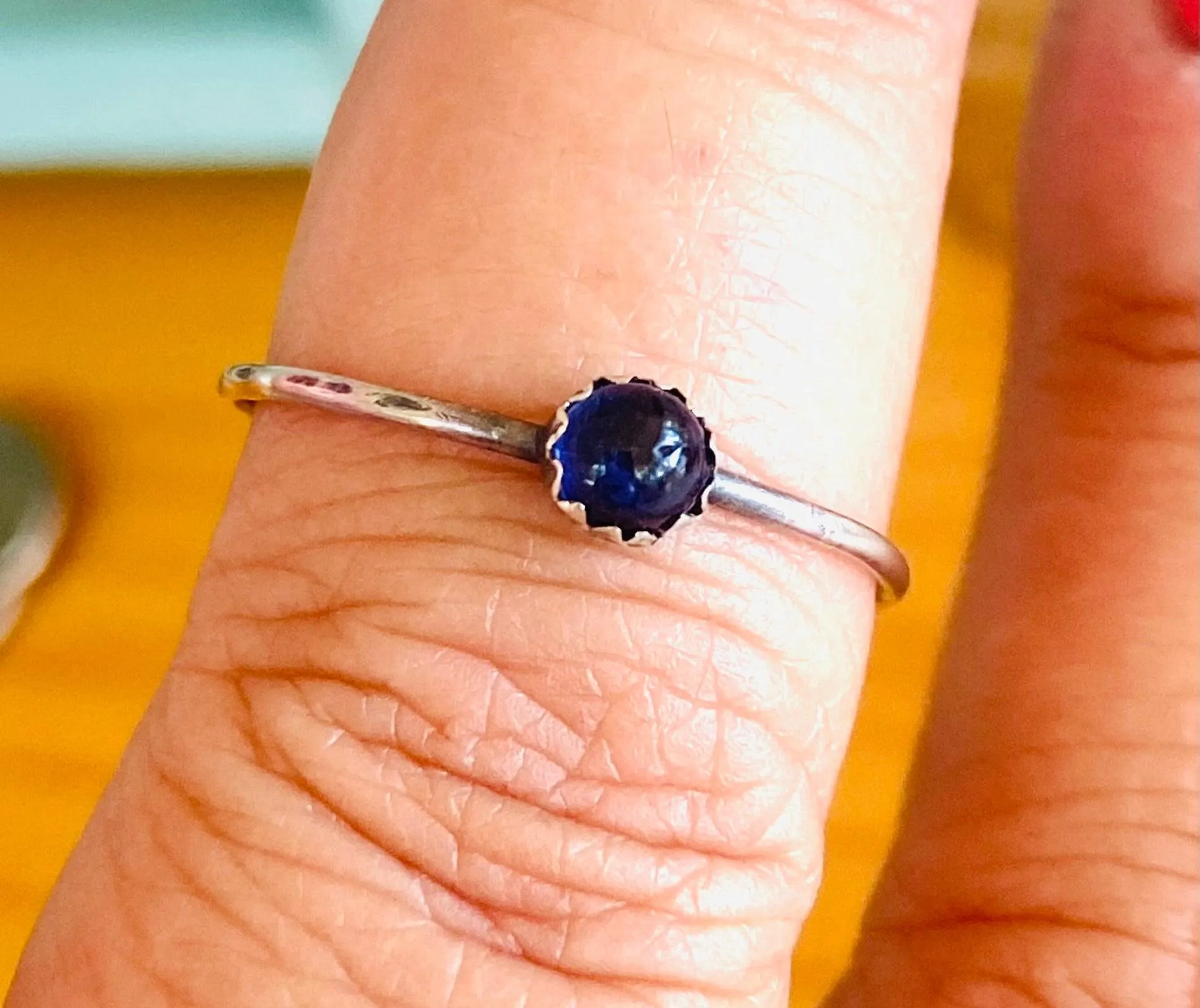 Iolite Gemstone Stacking Ring, Iolite Rings, Silver Ring, Promise Ring- Size 9