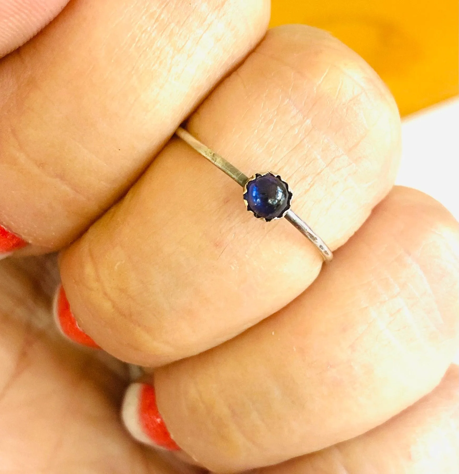 Iolite Gemstone Stacking Ring, Iolite Rings, Silver Ring, Promise Ring- Size 9