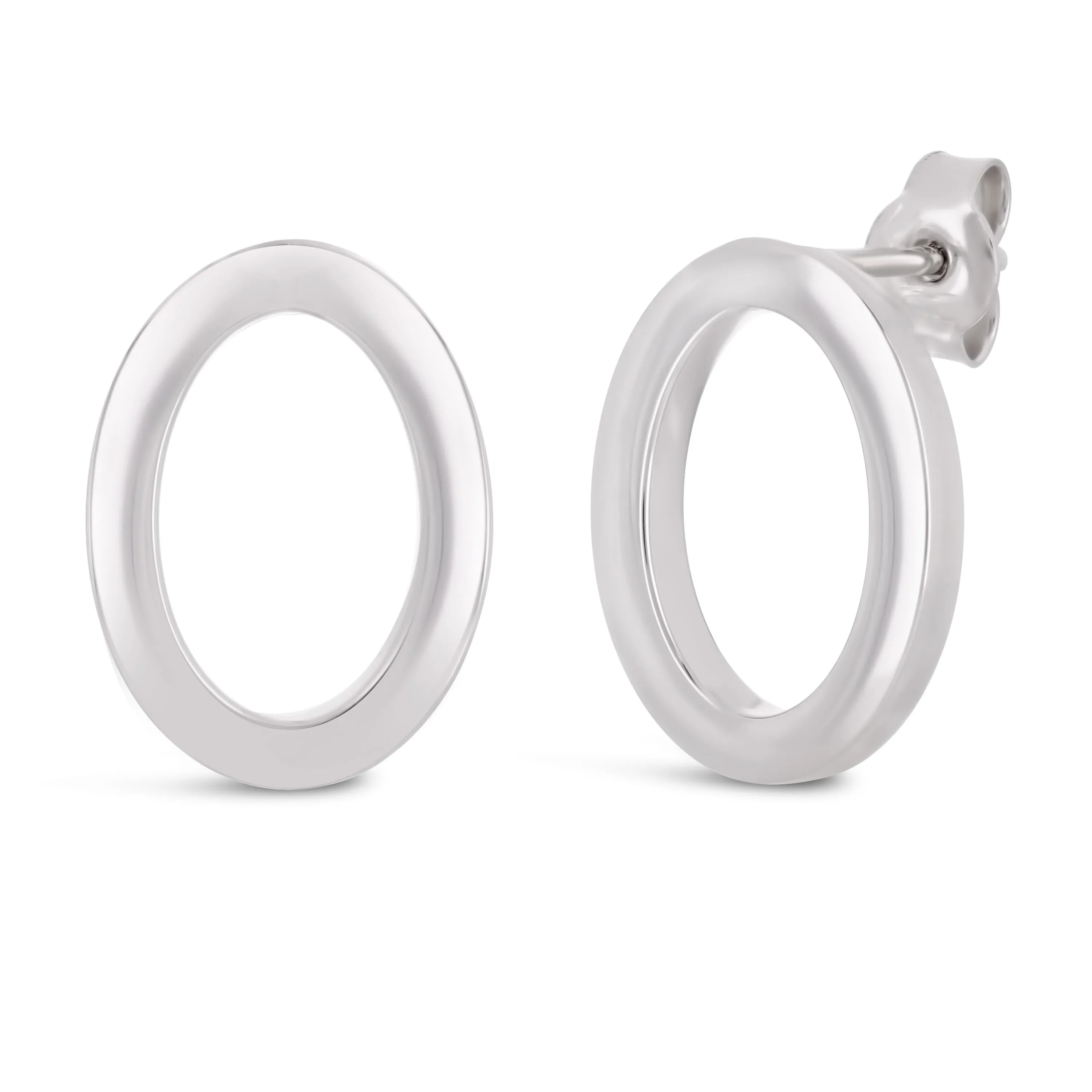 Italian 14k White Gold Diamond Cut Tubular Eternity Circle Stud Earrings