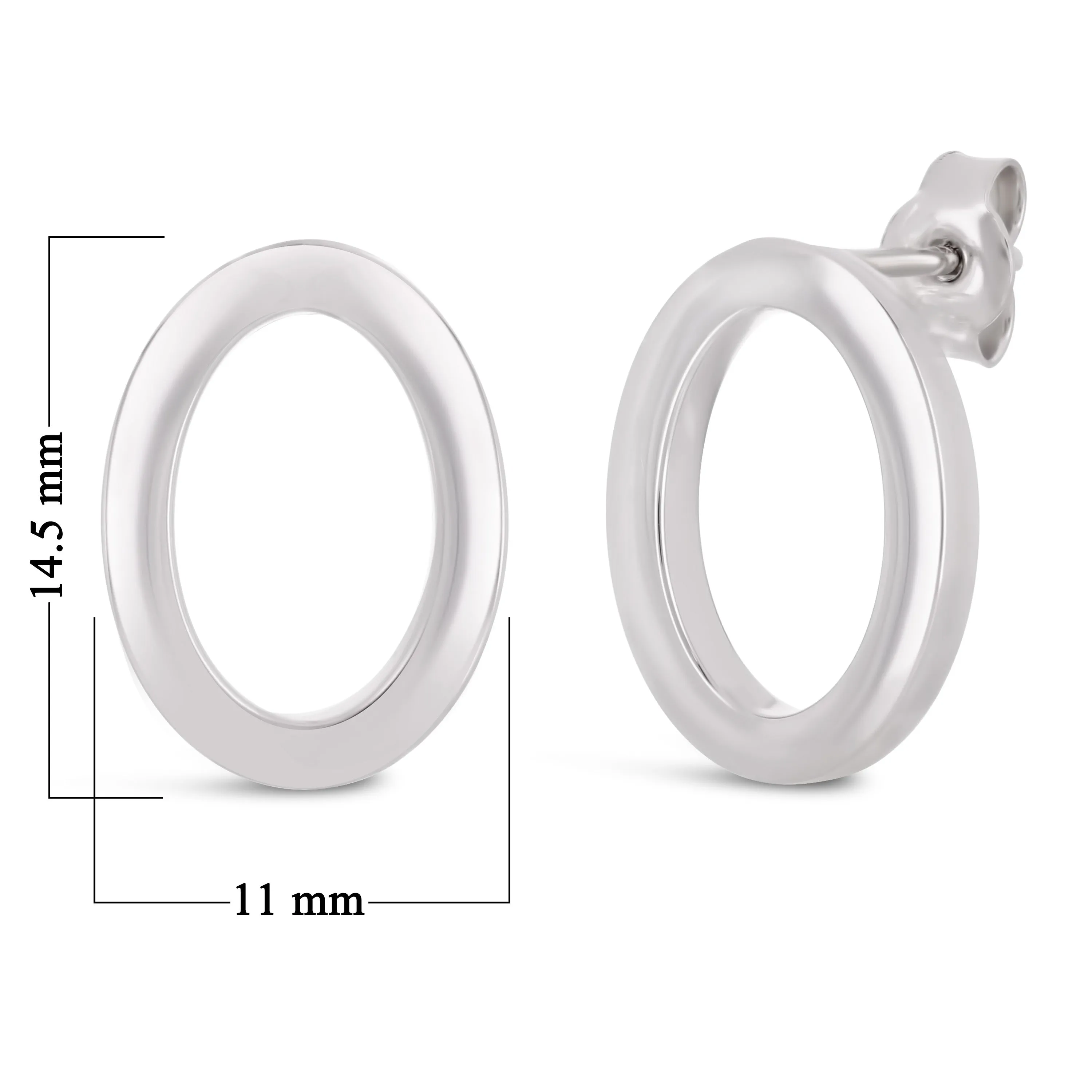 Italian 14k White Gold Diamond Cut Tubular Eternity Circle Stud Earrings