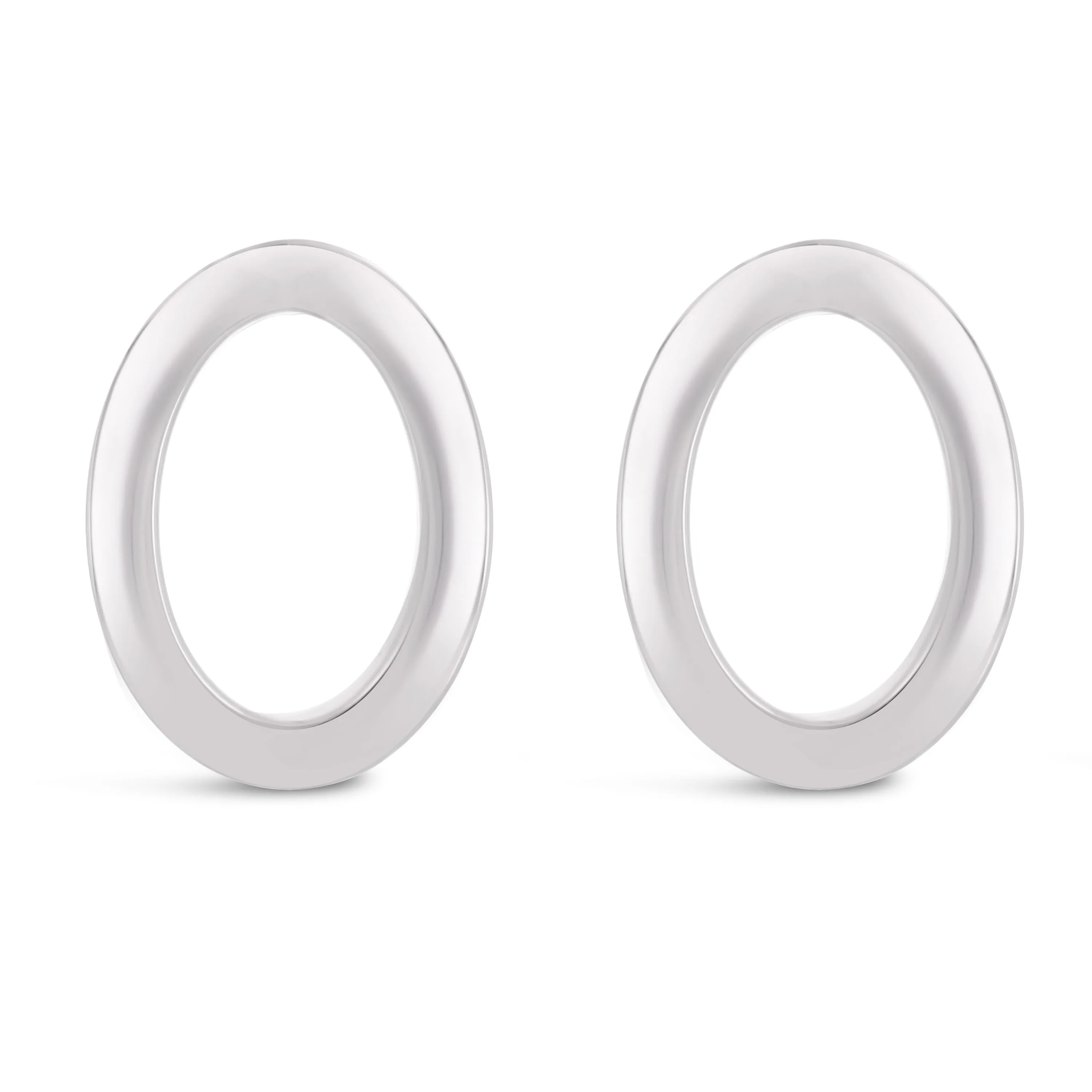 Italian 14k White Gold Diamond Cut Tubular Eternity Circle Stud Earrings