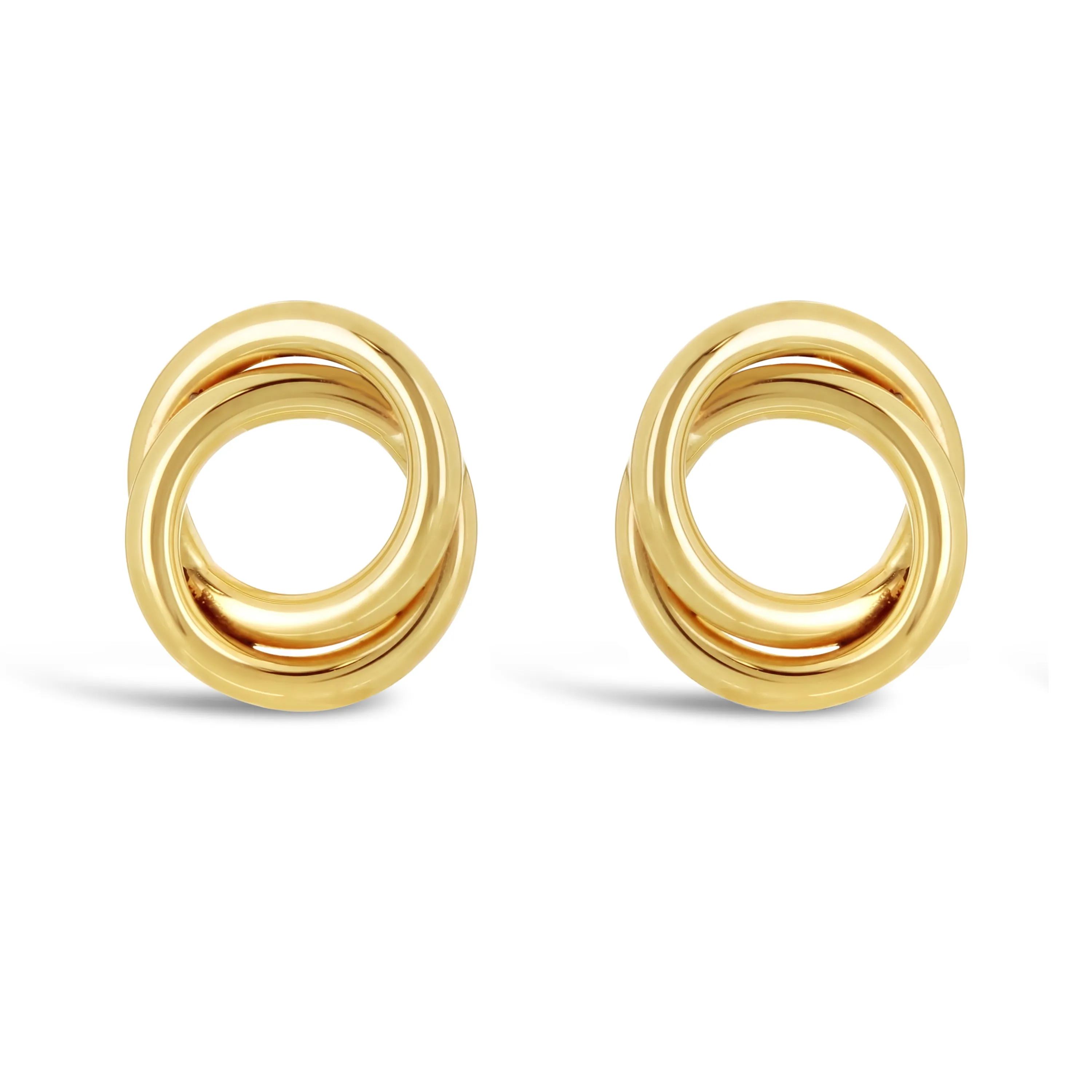 Italian 14k Yellow White or Rose Gold High Double Eternity Circle Stud Earrings