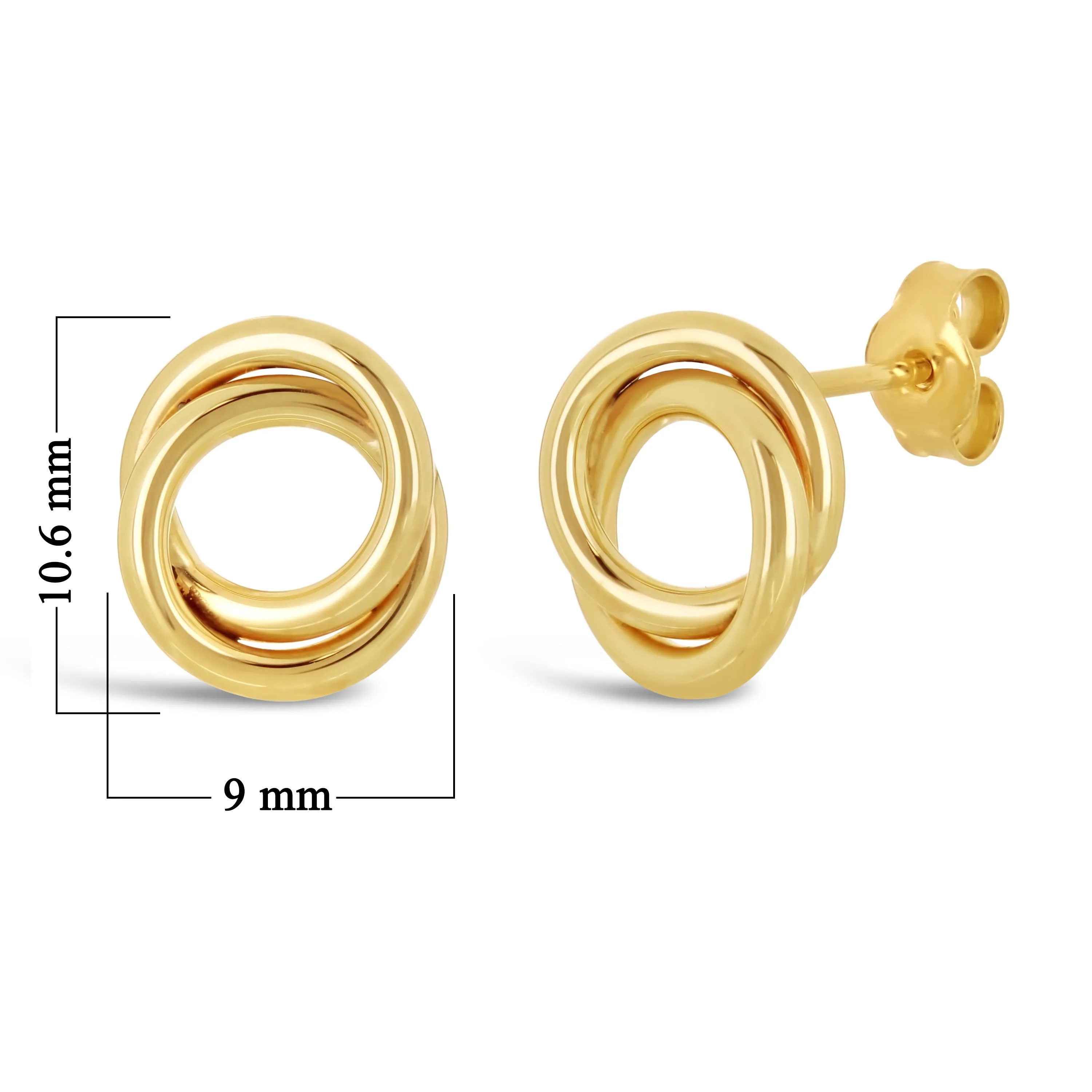 Italian 14k Yellow White or Rose Gold High Double Eternity Circle Stud Earrings