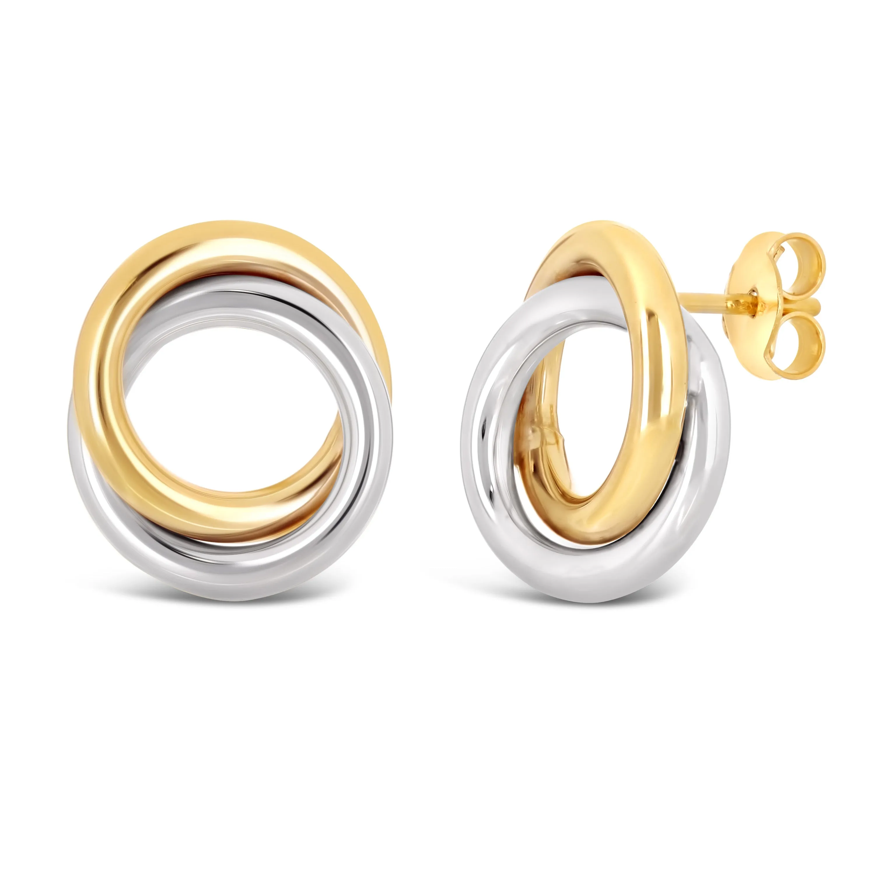 Italian 14k Yellow White or Rose Gold High Double Eternity Circle Stud Earrings