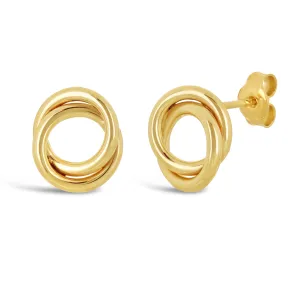 Italian 14k Yellow White or Rose Gold High Double Eternity Circle Stud Earrings