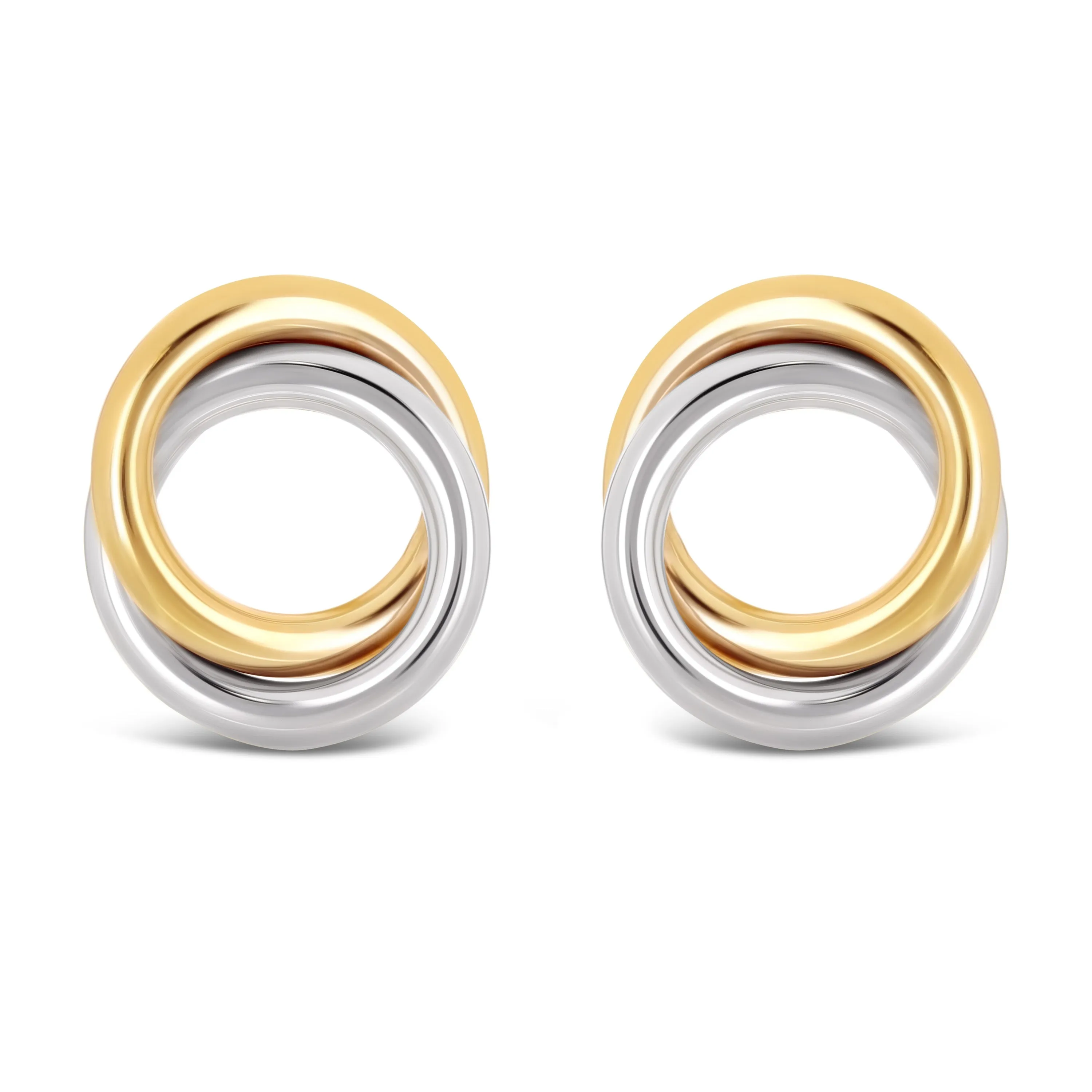 Italian 14k Yellow White or Rose Gold High Double Eternity Circle Stud Earrings