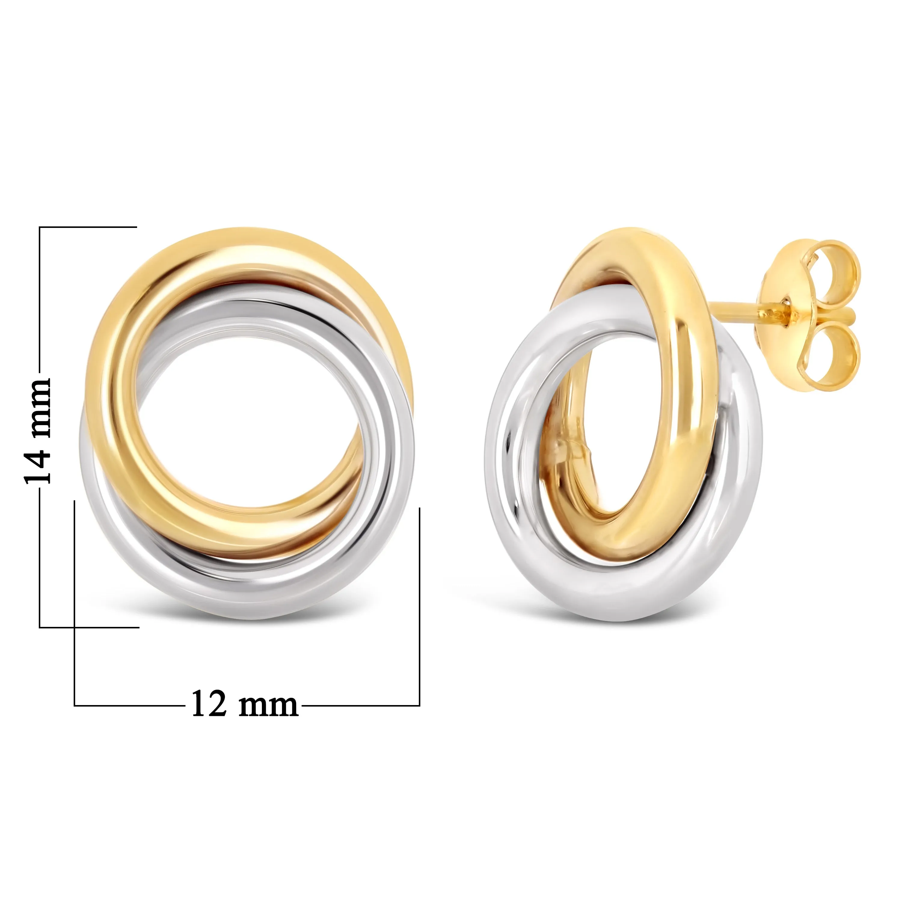 Italian 14k Yellow White or Rose Gold High Double Eternity Circle Stud Earrings