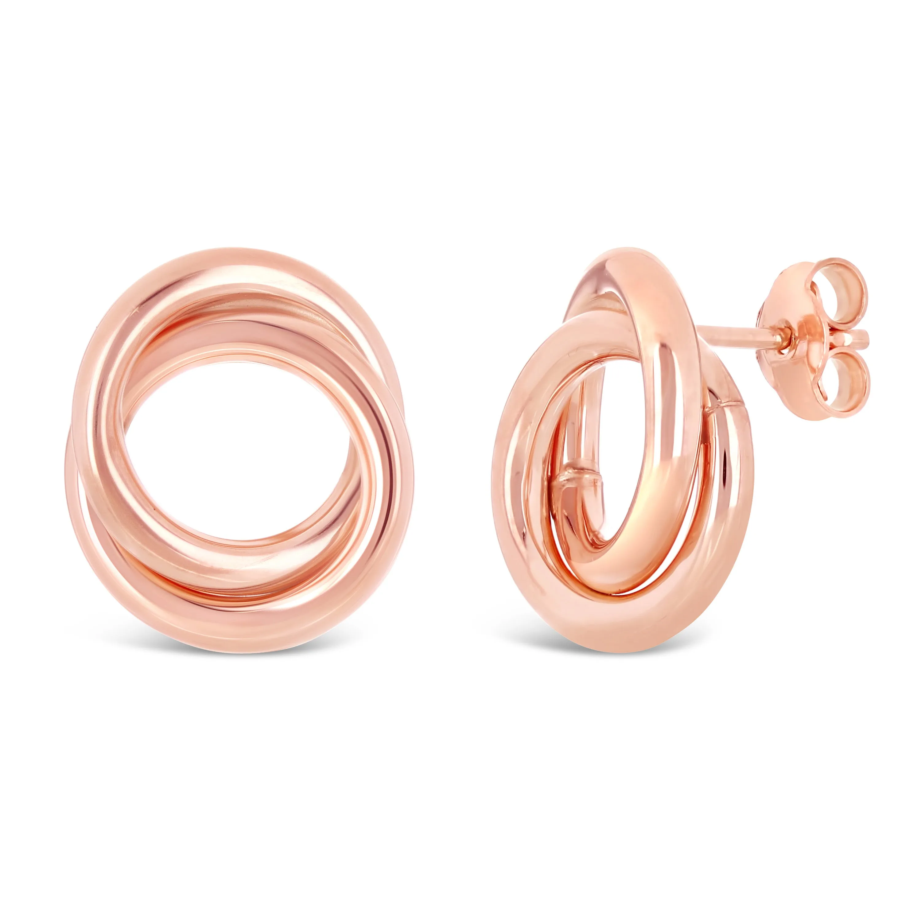 Italian 14k Yellow White or Rose Gold High Double Eternity Circle Stud Earrings