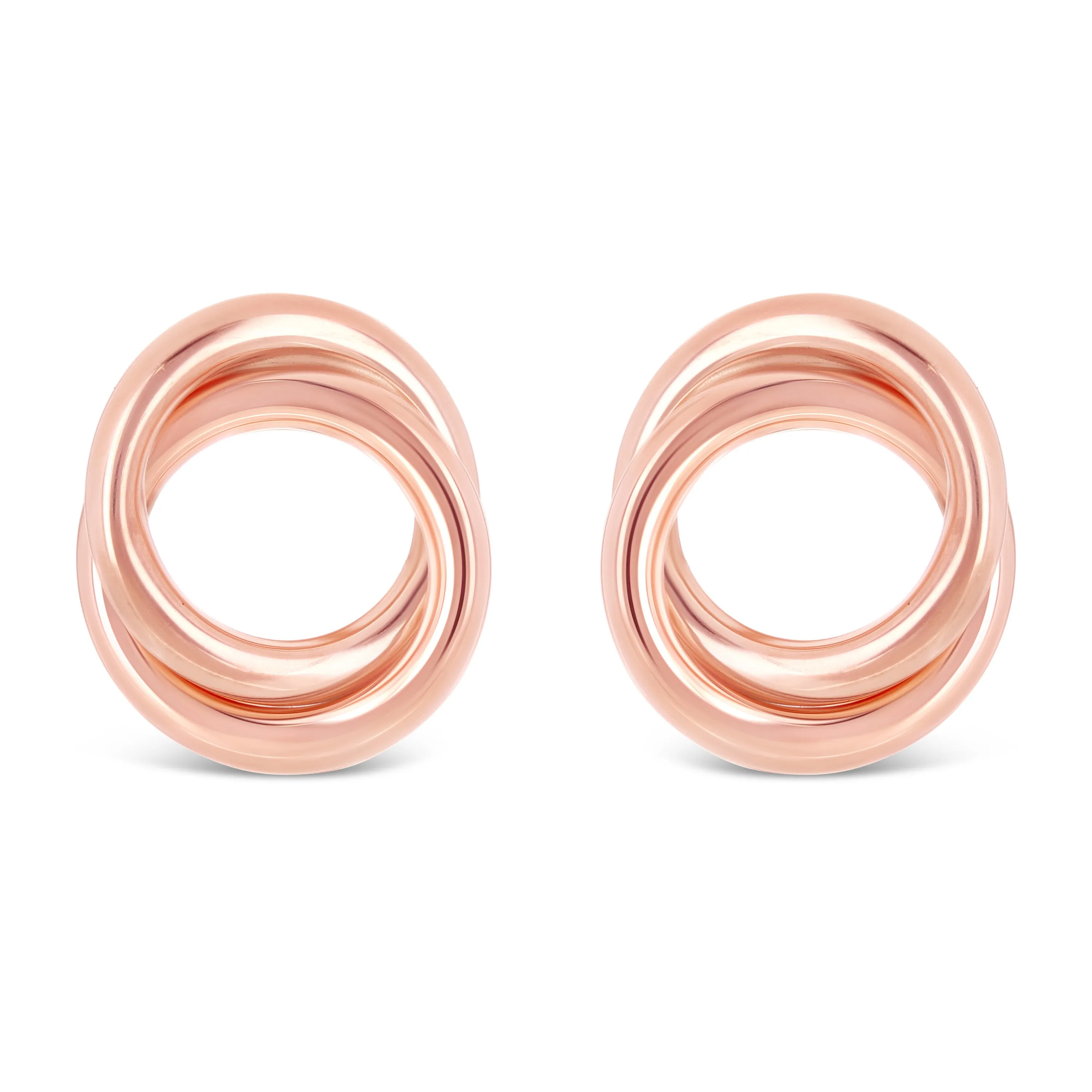 Italian 14k Yellow White or Rose Gold High Double Eternity Circle Stud Earrings