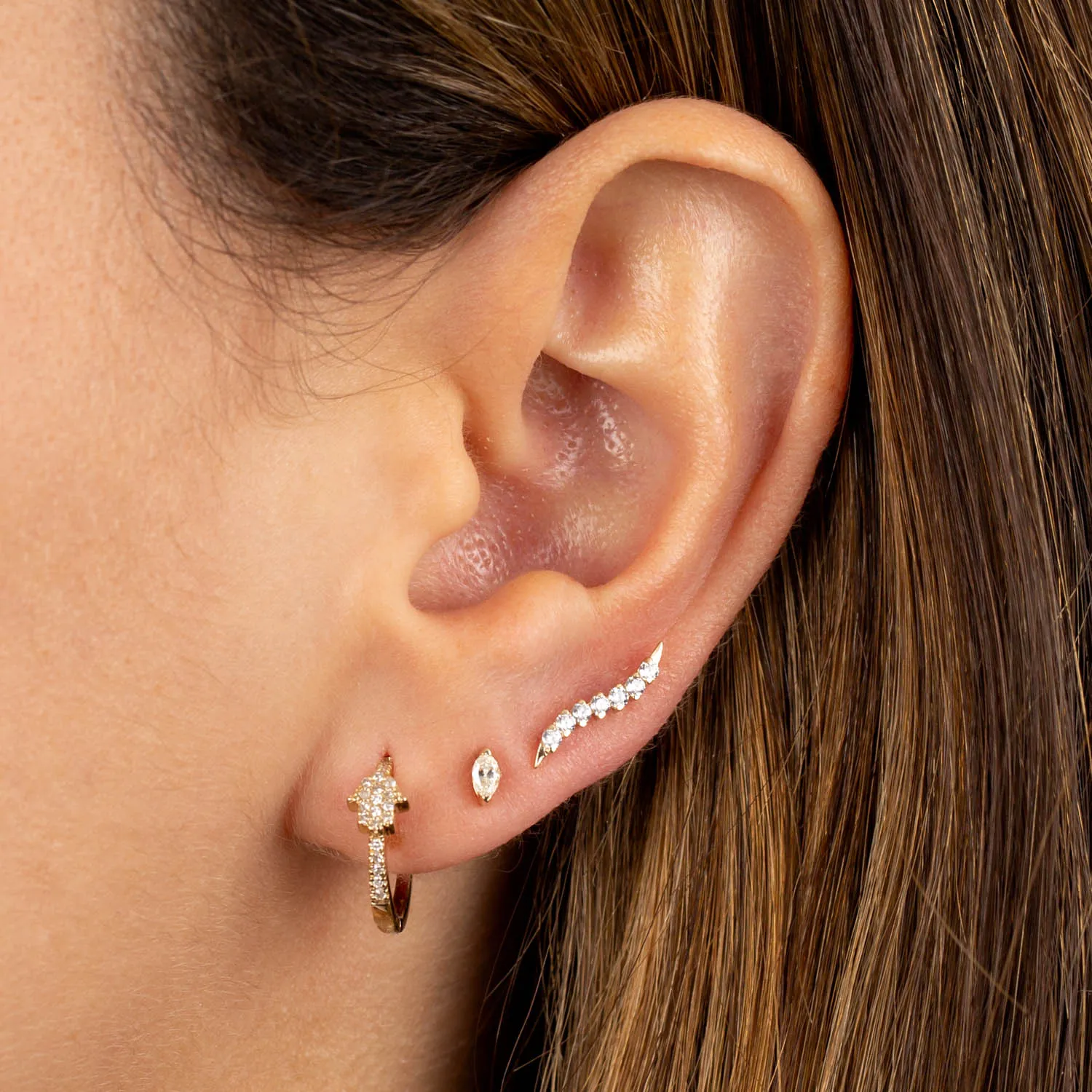 Itty Bitty Diamond Marquise Stud Earring 14K