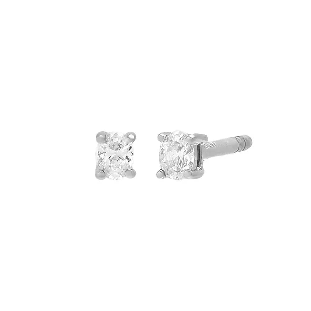 Itty Bitty Diamond Oval Stud Earring 14K
