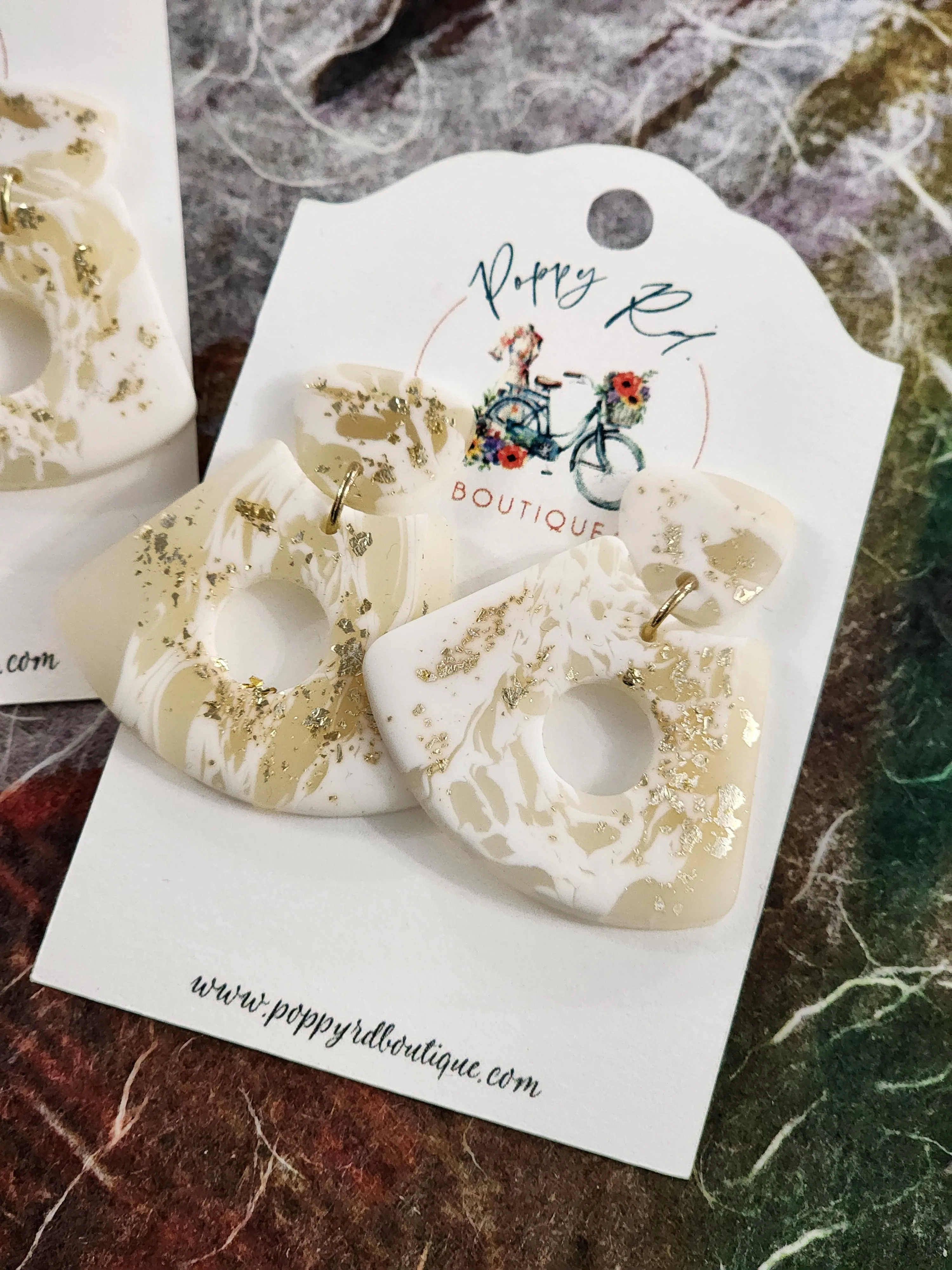 Ivory and Gold Clay Earring set *