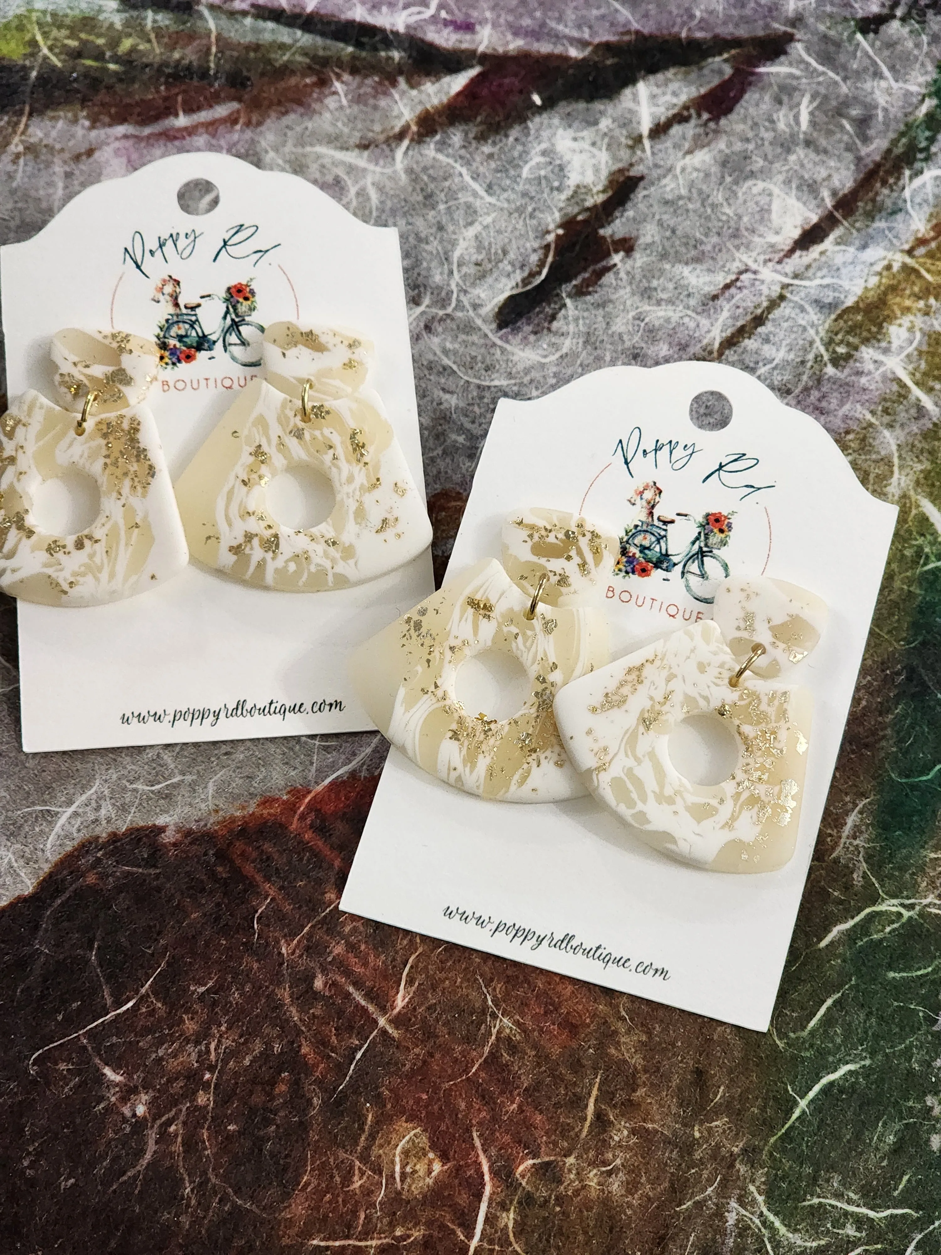 Ivory and Gold Clay Earring set *