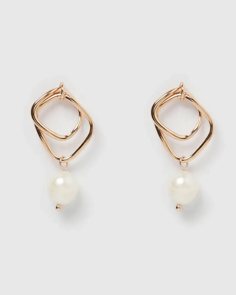 Izoa Serenity Earrings Gold. Rose Gold or Silver with Fresh Water Pearls
