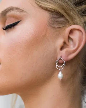 Izoa Serenity Earrings Gold. Rose Gold or Silver with Fresh Water Pearls