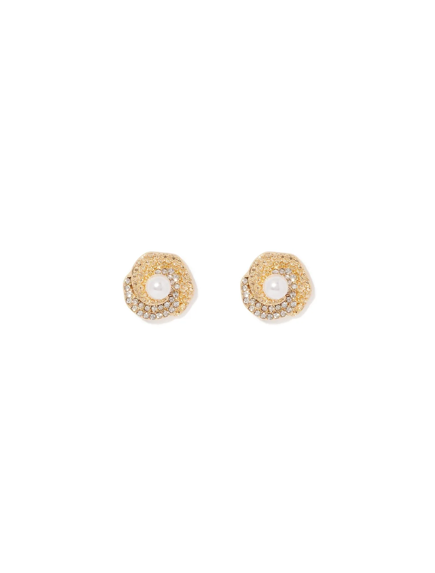 Jenna Crystal Pearl Stud Earrings