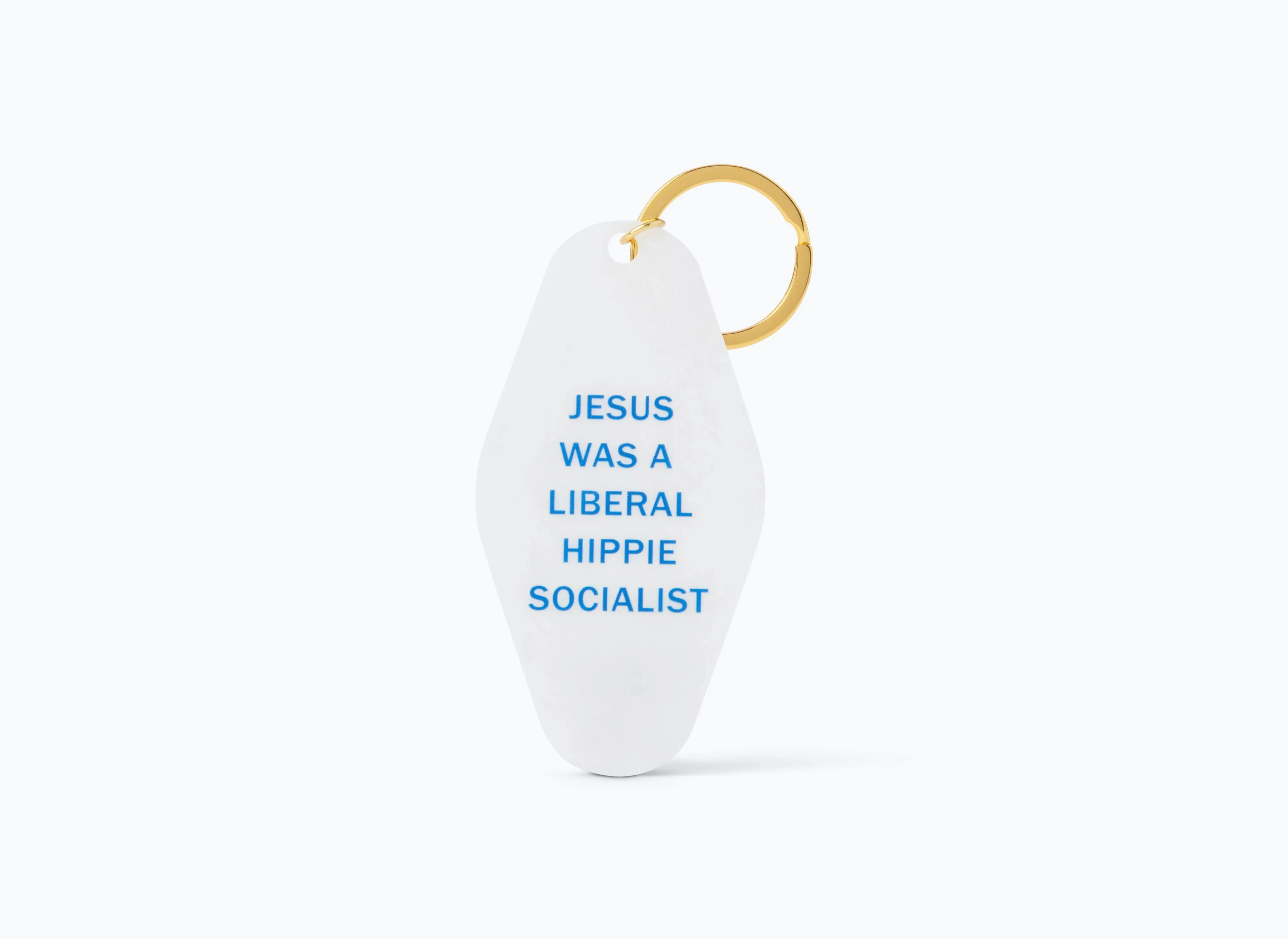 Jesus Was a Liberal Hippie Socialist Keychain White Shimmer