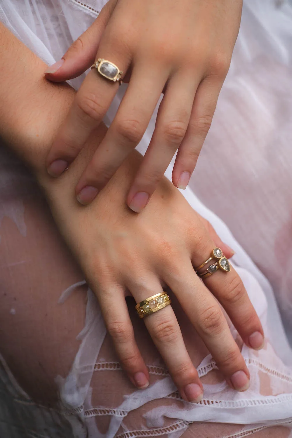 Jeweled Rose Cut Diamond Ring