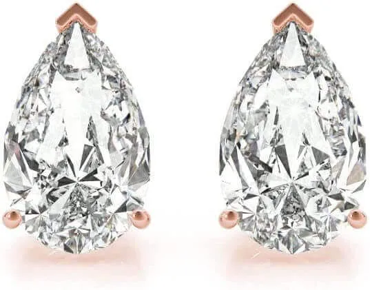 JewelMore 1 Carat - 6 Carat | 14K Gold | IGI Certified Lab Grown Solitaire Diamond Stud Earrings | Oval Shape Push Back Prong Setting Diamonds Stud Earring for women| F-G Color, VS1-VS2 Clarity