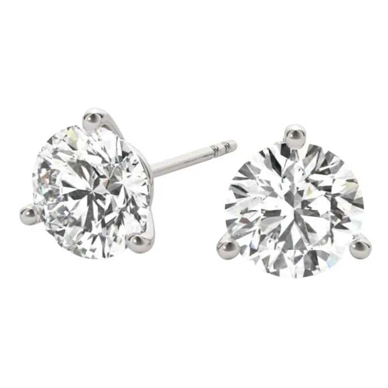 JewelMore 1 Carat to 6 Carat 14K Gold | IGI Certified Lab Grown Solitaire Diamond Stud Earrings | Round Push Back Prong Setting Revival Diamonds Earrings | F-G Color, VS1-VS2 Clarity)