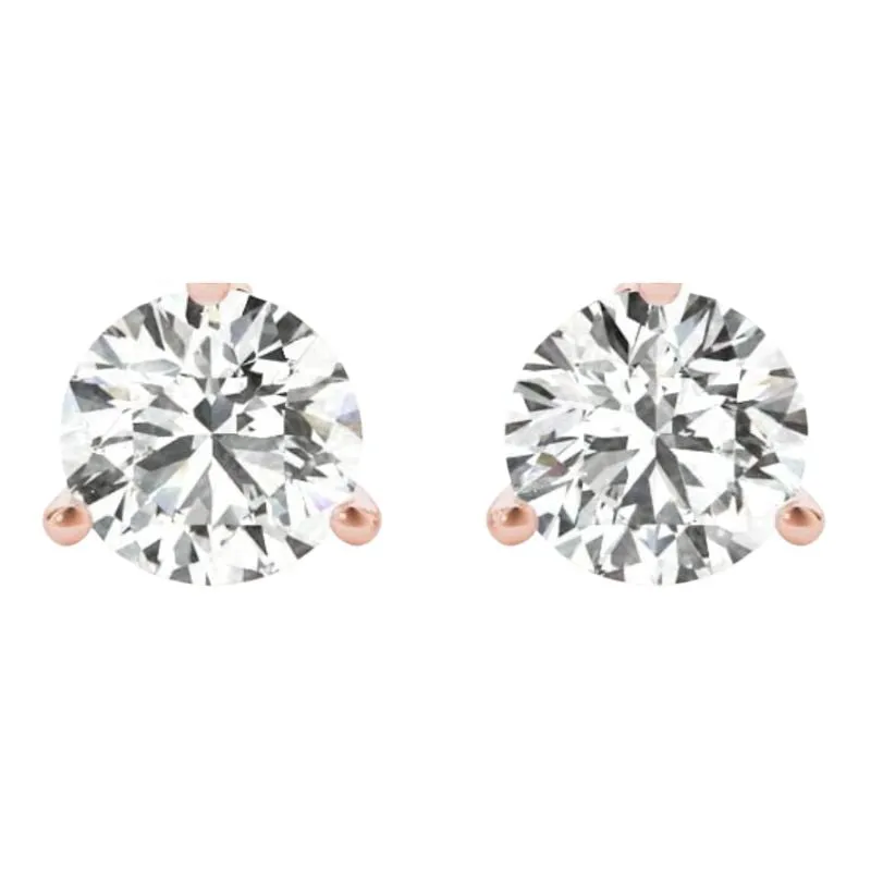 JewelMore 1 Carat to 6 Carat 14K Gold | IGI Certified Lab Grown Solitaire Diamond Stud Earrings | Round Push Back Prong Setting Revival Diamonds Earrings | F-G Color, VS1-VS2 Clarity)