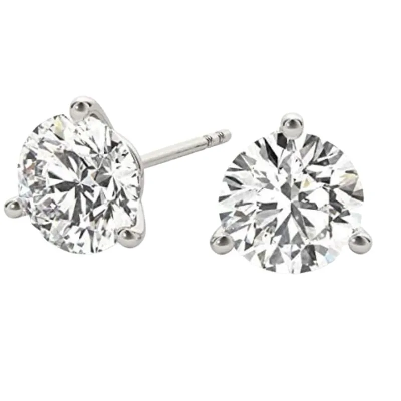 JewelMore 1 Carat to 6 Carat 14K Gold | IGI Certified Lab Grown Solitaire Diamond Stud Earrings | Round Push Back Prong Setting Revival Diamonds Earrings | F-G Color, VS1-VS2 Clarity)