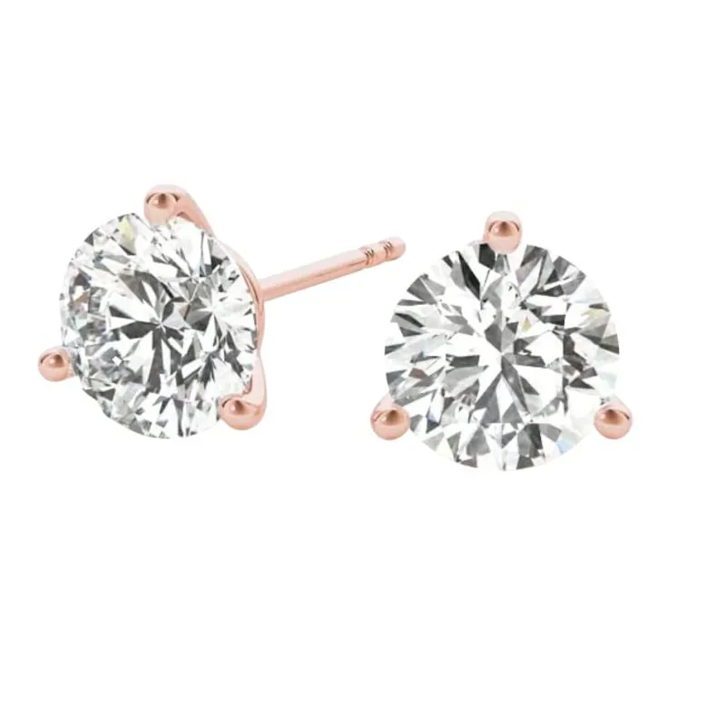 JewelMore 1 Carat to 6 Carat 14K Gold | IGI Certified Lab Grown Solitaire Diamond Stud Earrings | Round Push Back Prong Setting Revival Diamonds Earrings | F-G Color, VS1-VS2 Clarity)
