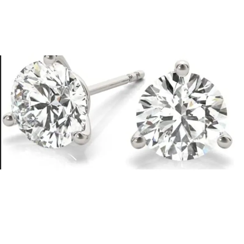 JewelMore 1 Carat to 6 Carat 14K Gold | IGI Certified Lab Grown Solitaire Diamond Stud Earrings | Round Push Back Prong Setting Revival Diamonds Earrings | F-G Color, VS1-VS2 Clarity)