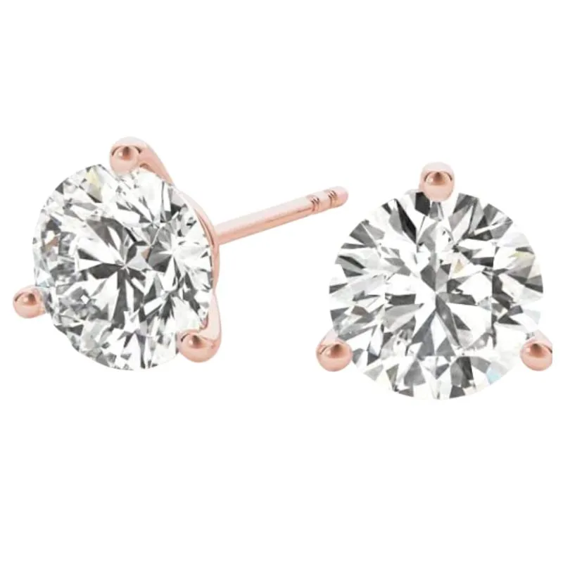 JewelMore 1 Carat to 6 Carat 14K Gold | IGI Certified Lab Grown Solitaire Diamond Stud Earrings | Round Push Back Prong Setting Revival Diamonds Earrings | F-G Color, VS1-VS2 Clarity)
