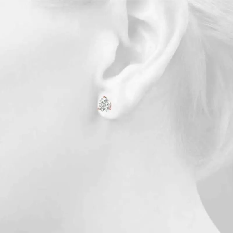 JewelMore Natural Round Brilliant Solitaire Diamond Stud Earrings for Women 3 Prong Martini Cocktail Screw Back (J-K Color SI2-I1 Clarity)