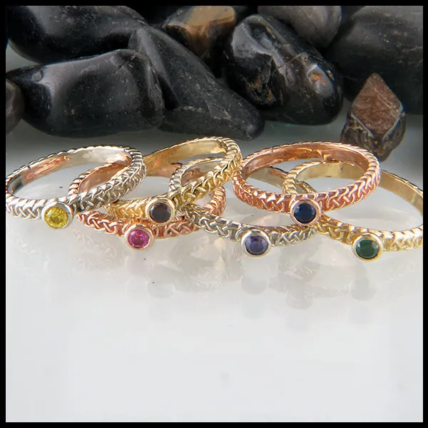 Josephine's Knot Birthstone Stacking Ring in Gold